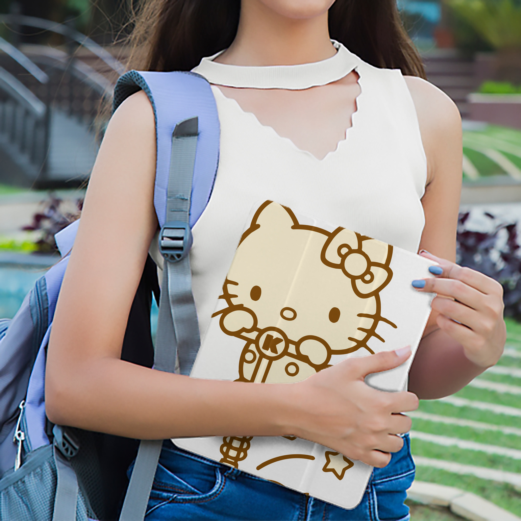 Hello Kitty ハローキティ IPad ケース ペン収納付き 三つ折りスタンド PUレザー×シリコン 対応機種9.5/10.5/10.9インチ