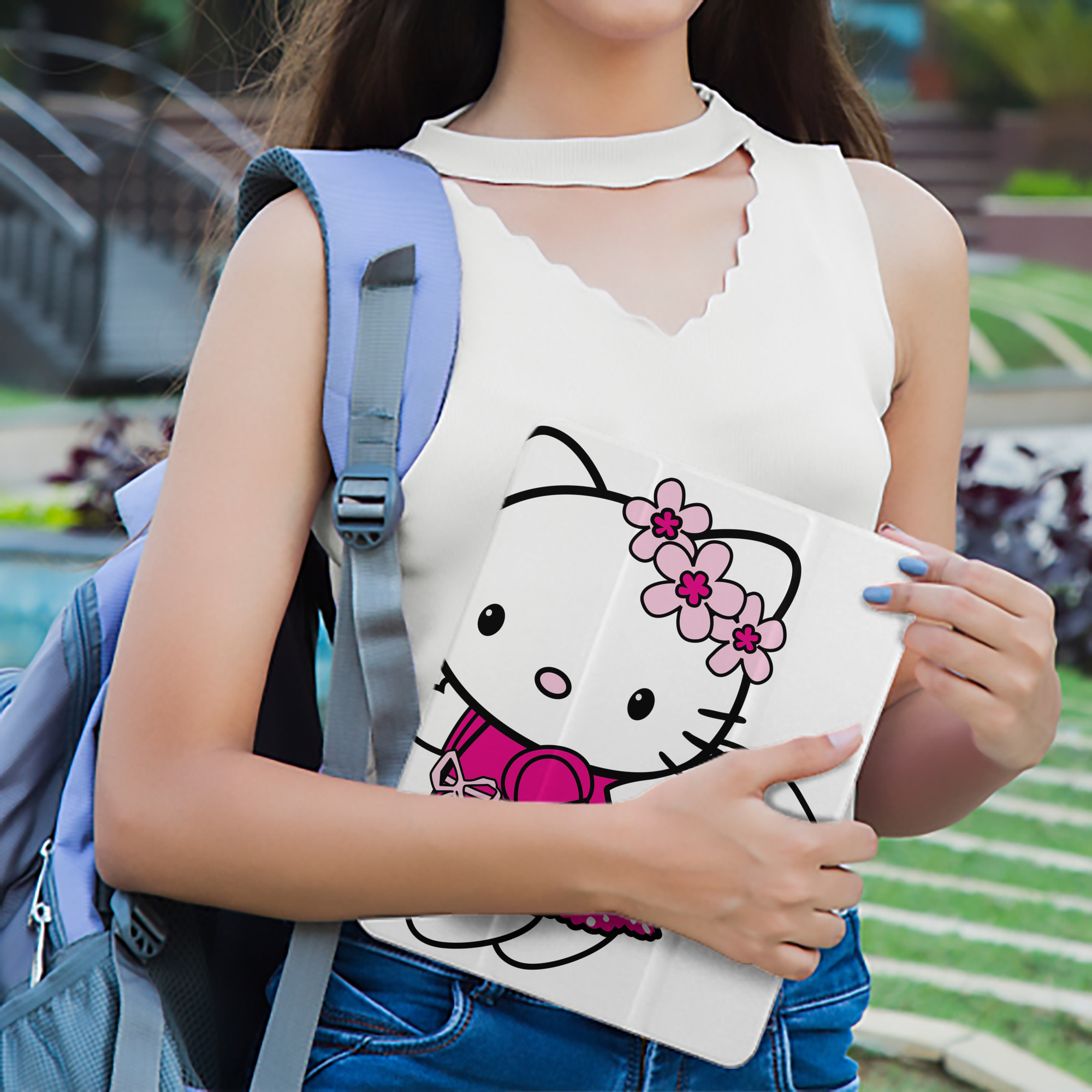 Hello Kitty ハローキティ IPad ケース ペン収納付き 三つ折りスタンド PUレザー×シリコン 対応機種9.5/10.5/10.9インチ
