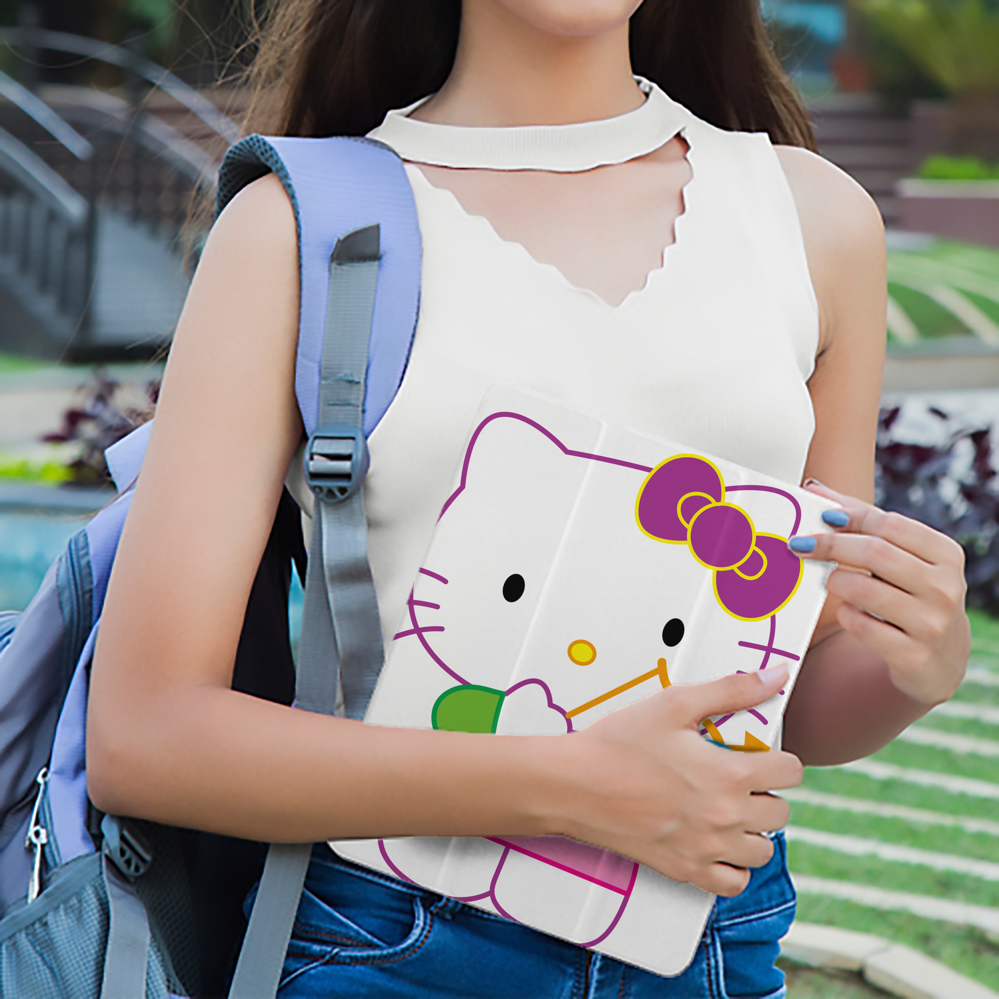 Hello Kitty ハローキティ IPad ケース ペン収納付き 三つ折りスタンド PUレザー×シリコン 対応機種9.5/10.5/10.9インチ