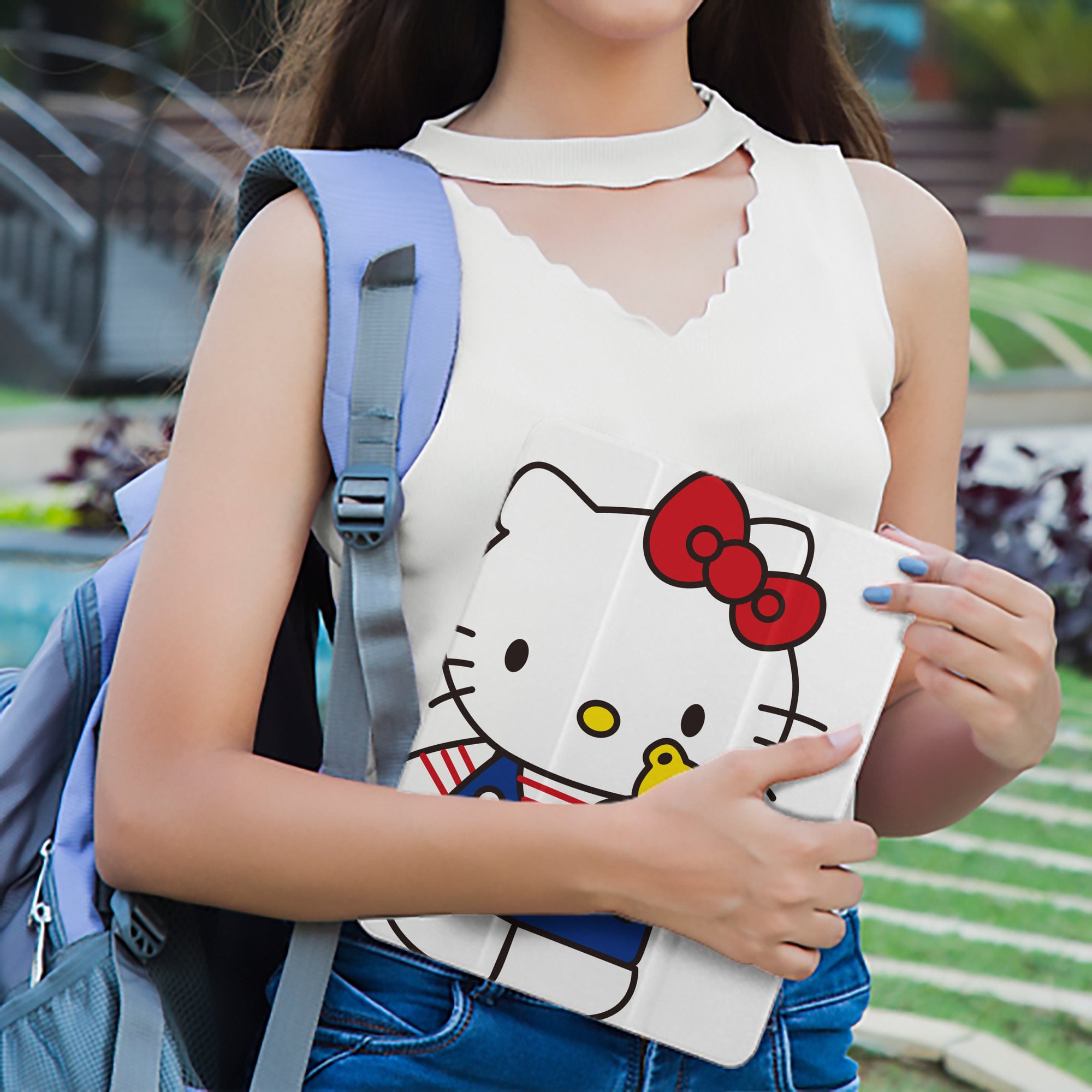 Hello Kitty ハローキティ IPad ケース ペン収納付き 三つ折りスタンド PUレザー×シリコン 対応機種9.5/10.5/10.9インチ