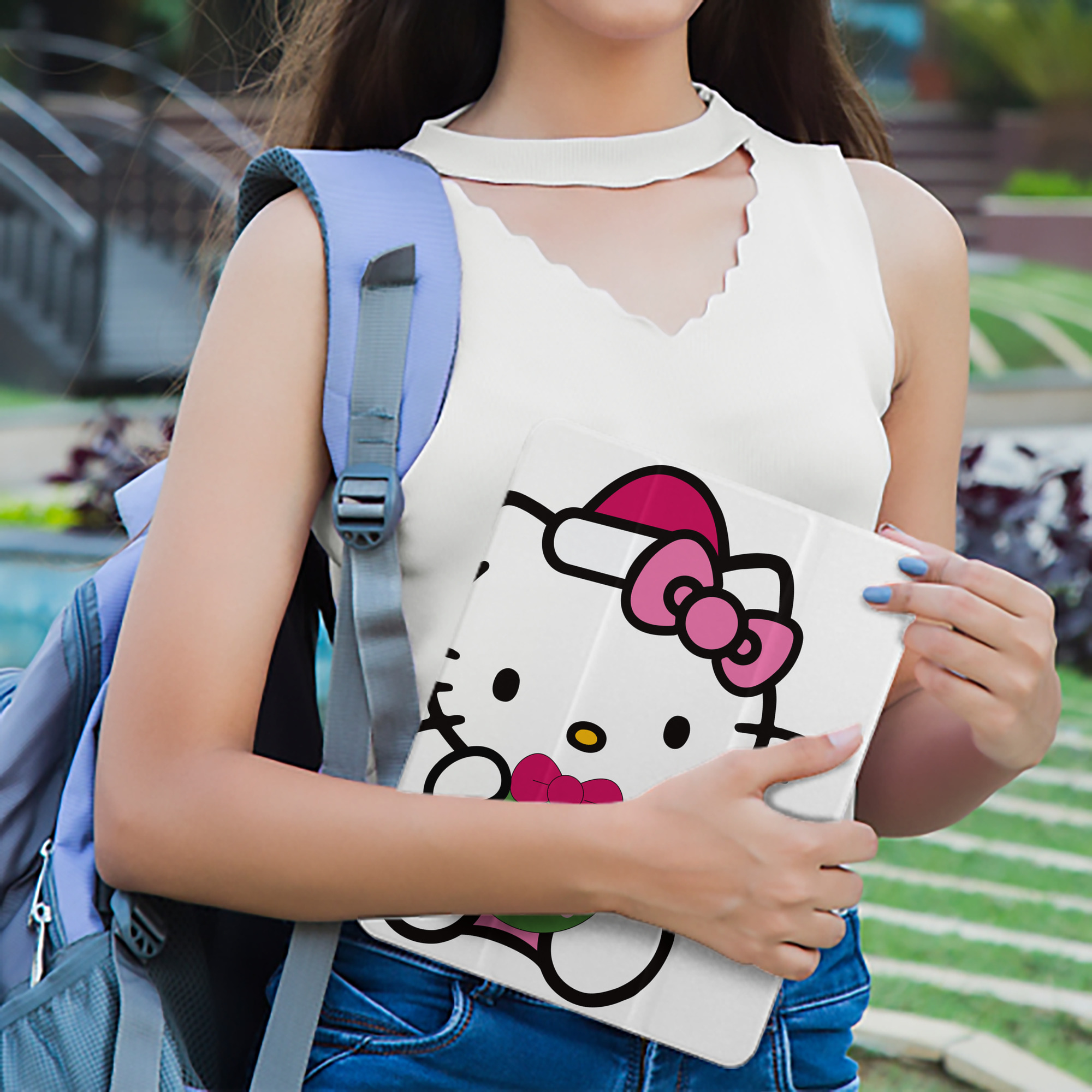 Hello Kitty ハローキティ IPad ケース ペン収納付き 三つ折りスタンド PUレザー×シリコン 対応機種9.5/10.5/10.9インチ
