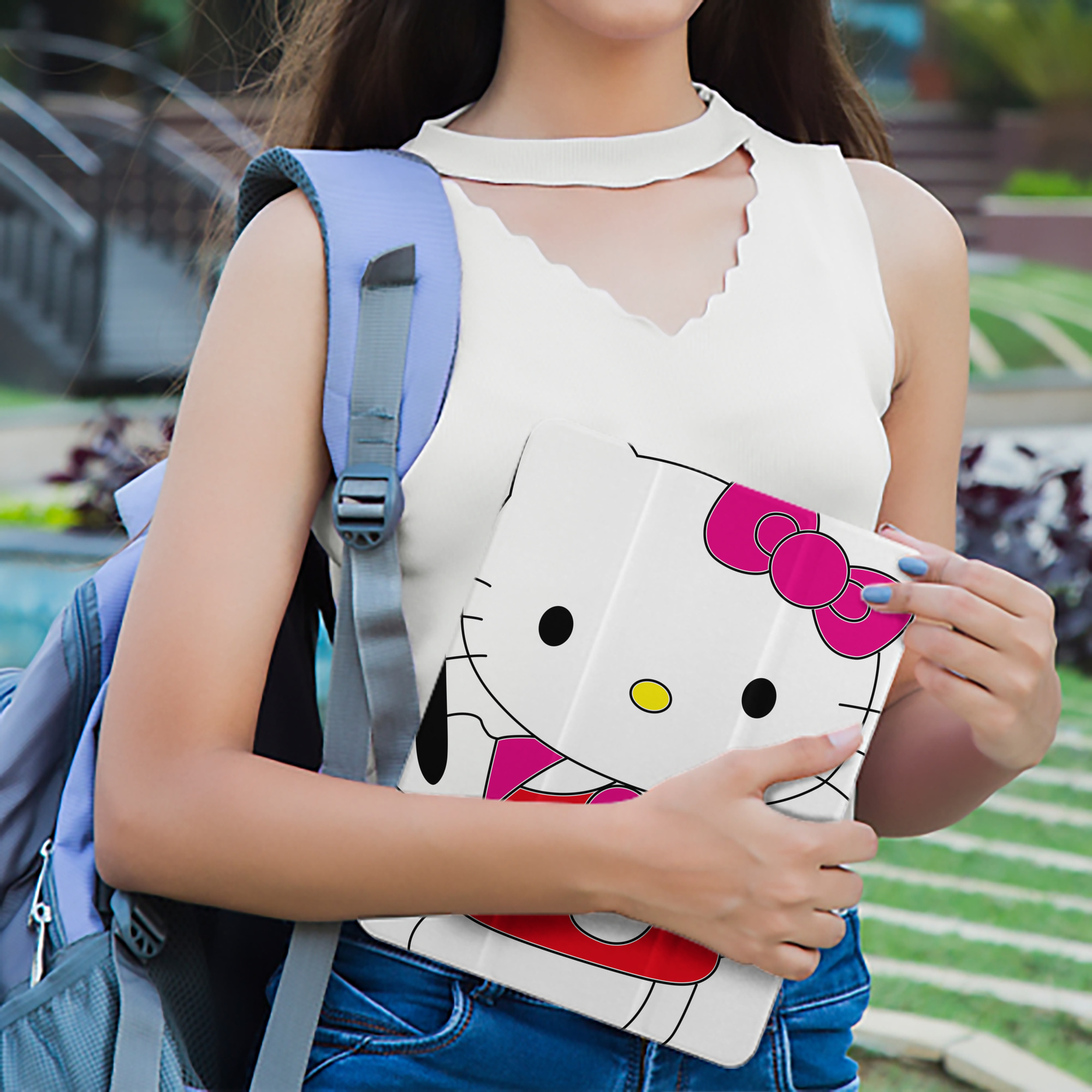 Hello Kitty ハローキティ IPad ケース ペン収納付き 三つ折りスタンド PUレザー×シリコン 対応機種9.5/10.5/10.9インチ