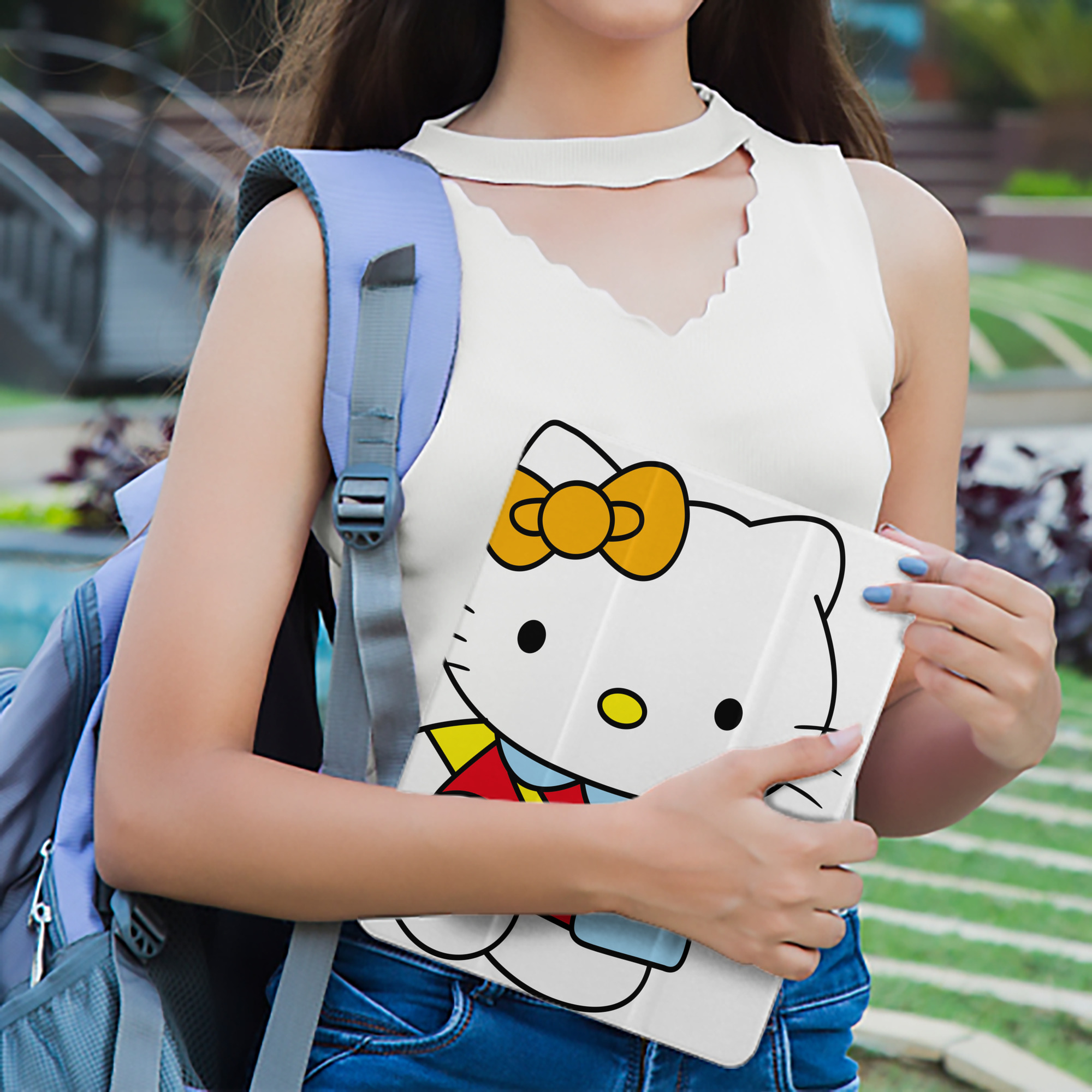 Hello Kitty ハローキティ IPad ケース ペン収納付き 三つ折りスタンド PUレザー×シリコン 対応機種9.5/10.5/10.9インチ