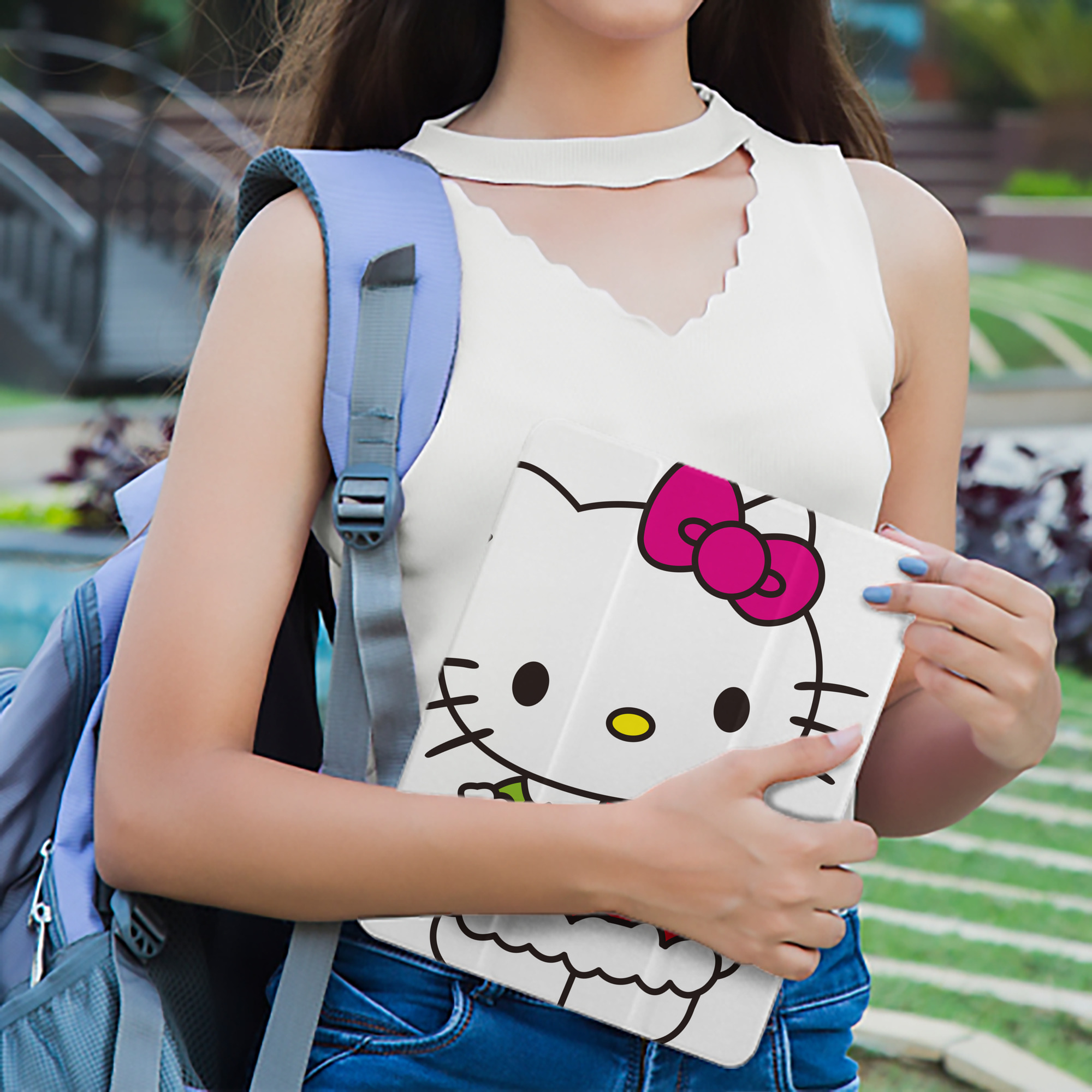 Hello Kitty ハローキティ IPad ケース ペン収納付き 三つ折りスタンド PUレザー×シリコン 対応機種9.5/10.5/10.9インチ