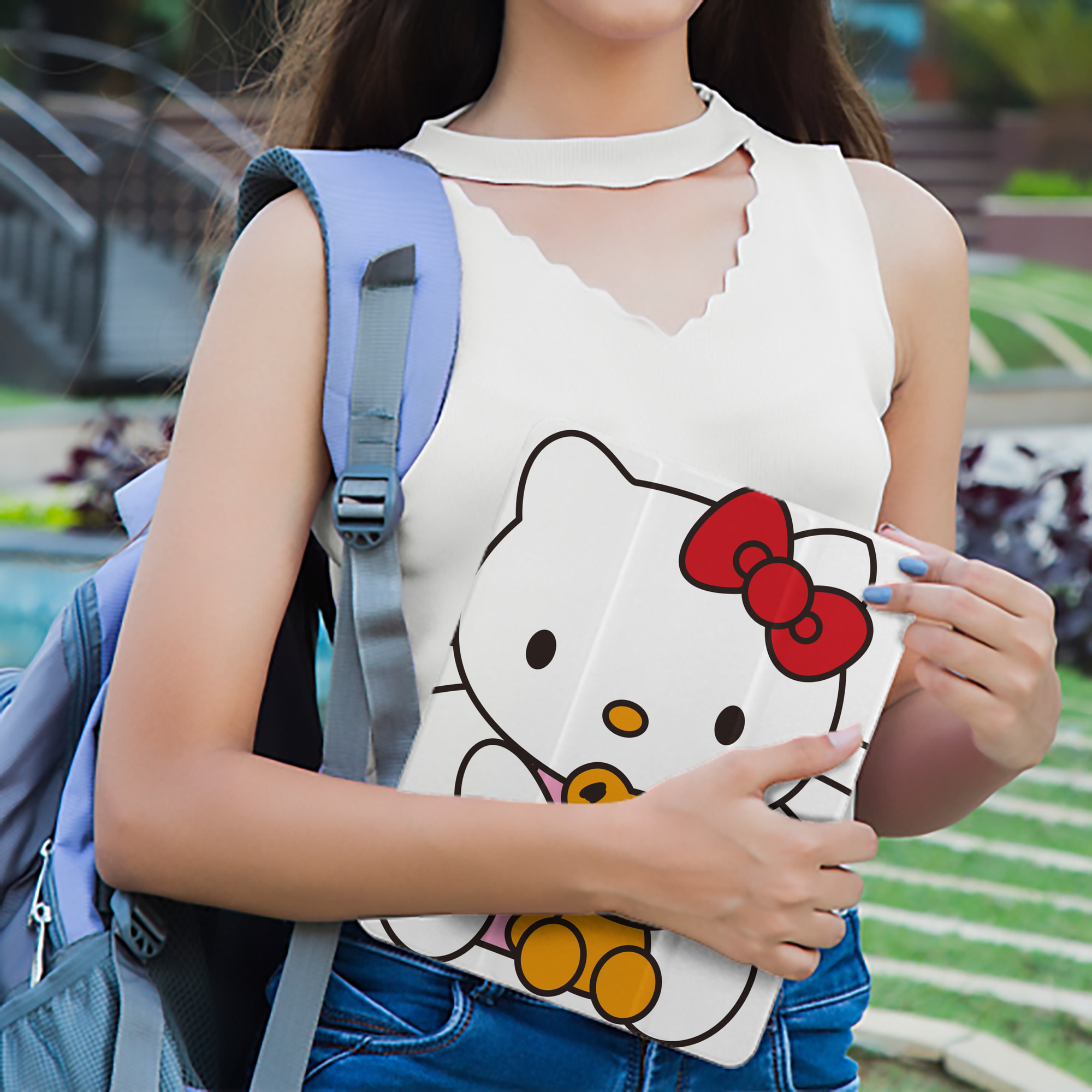 Hello Kitty ハローキティ IPad ケース ペン収納付き 三つ折りスタンド PUレザー×シリコン 対応機種9.5/10.5/10.9インチ