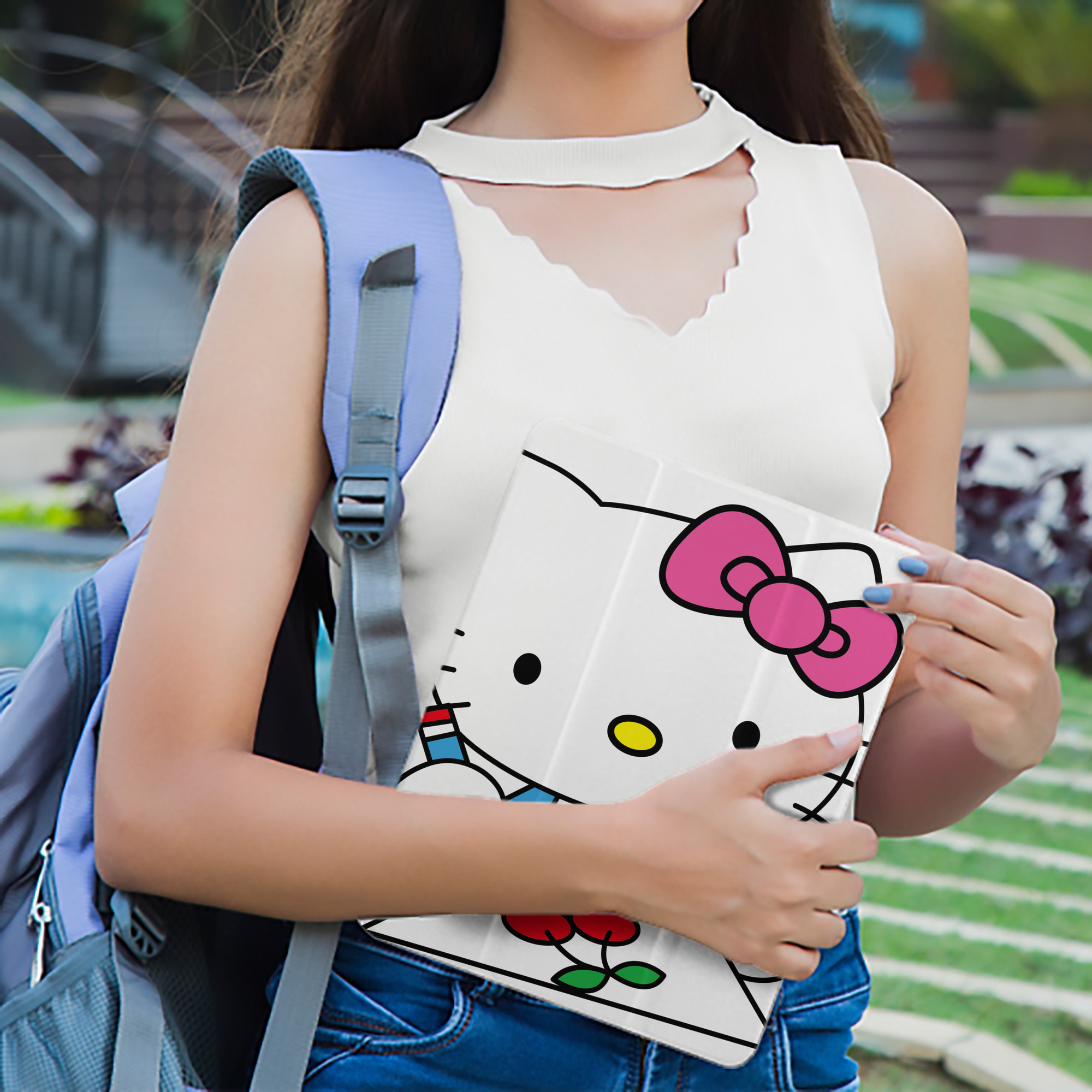 Hello Kitty ハローキティ IPad ケース ペン収納付き 三つ折りスタンド PUレザー×シリコン 対応機種9.5/10.5/10.9インチ