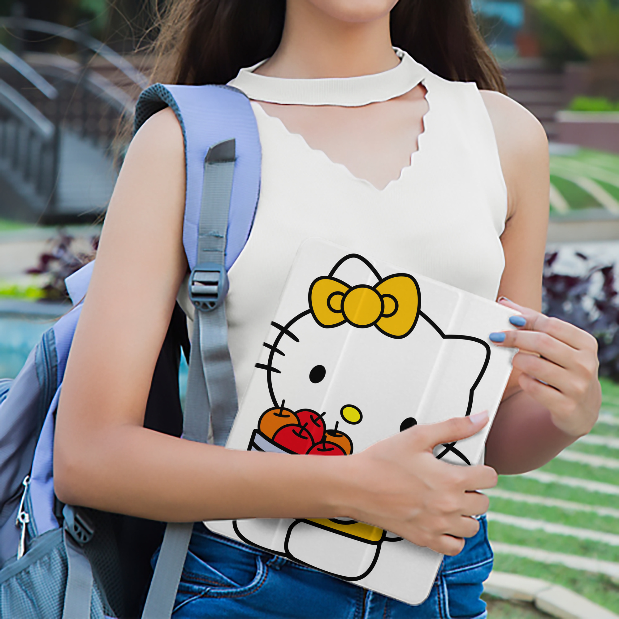 Hello Kitty ハローキティ IPad ケース ペン収納付き 三つ折りスタンド PUレザー×シリコン 対応機種9.5/10.5/10.9インチ