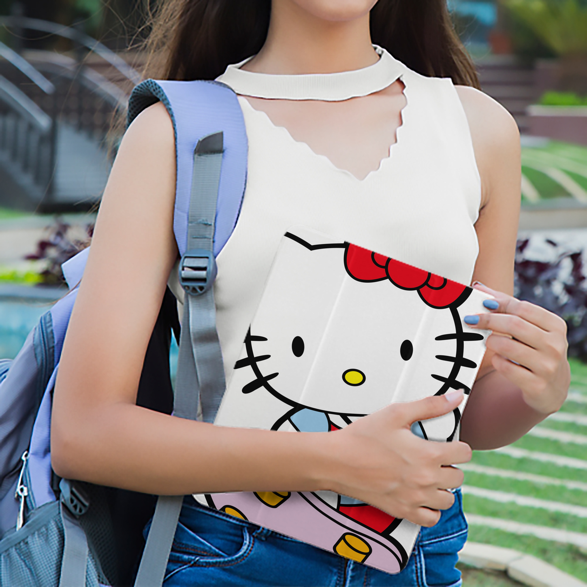 Hello Kitty ハローキティ IPad ケース ペン収納付き 三つ折りスタンド PUレザー×シリコン 対応機種9.5/10.5/10.9インチ