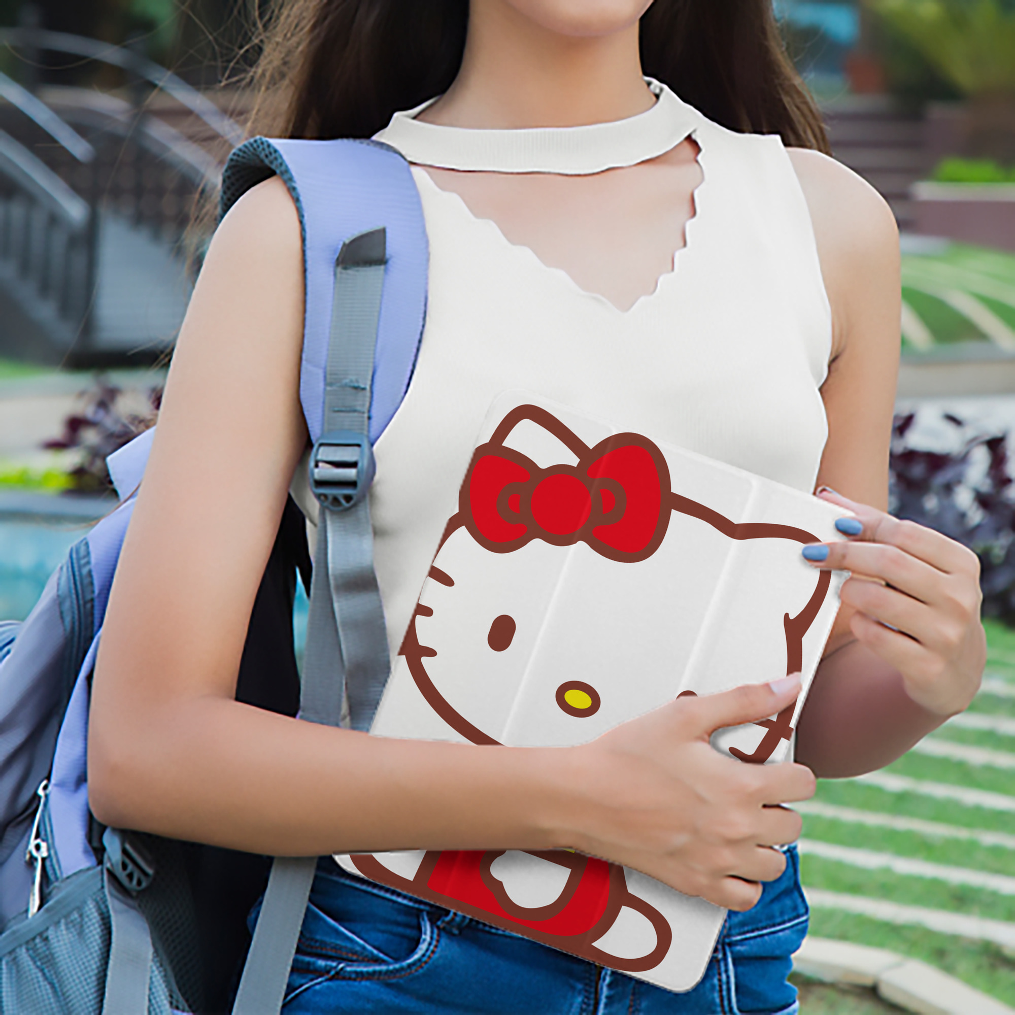 Hello Kitty ハローキティ IPad ケース ペン収納付き 三つ折りスタンド PUレザー×シリコン 対応機種9.5/10.5/10.9インチ