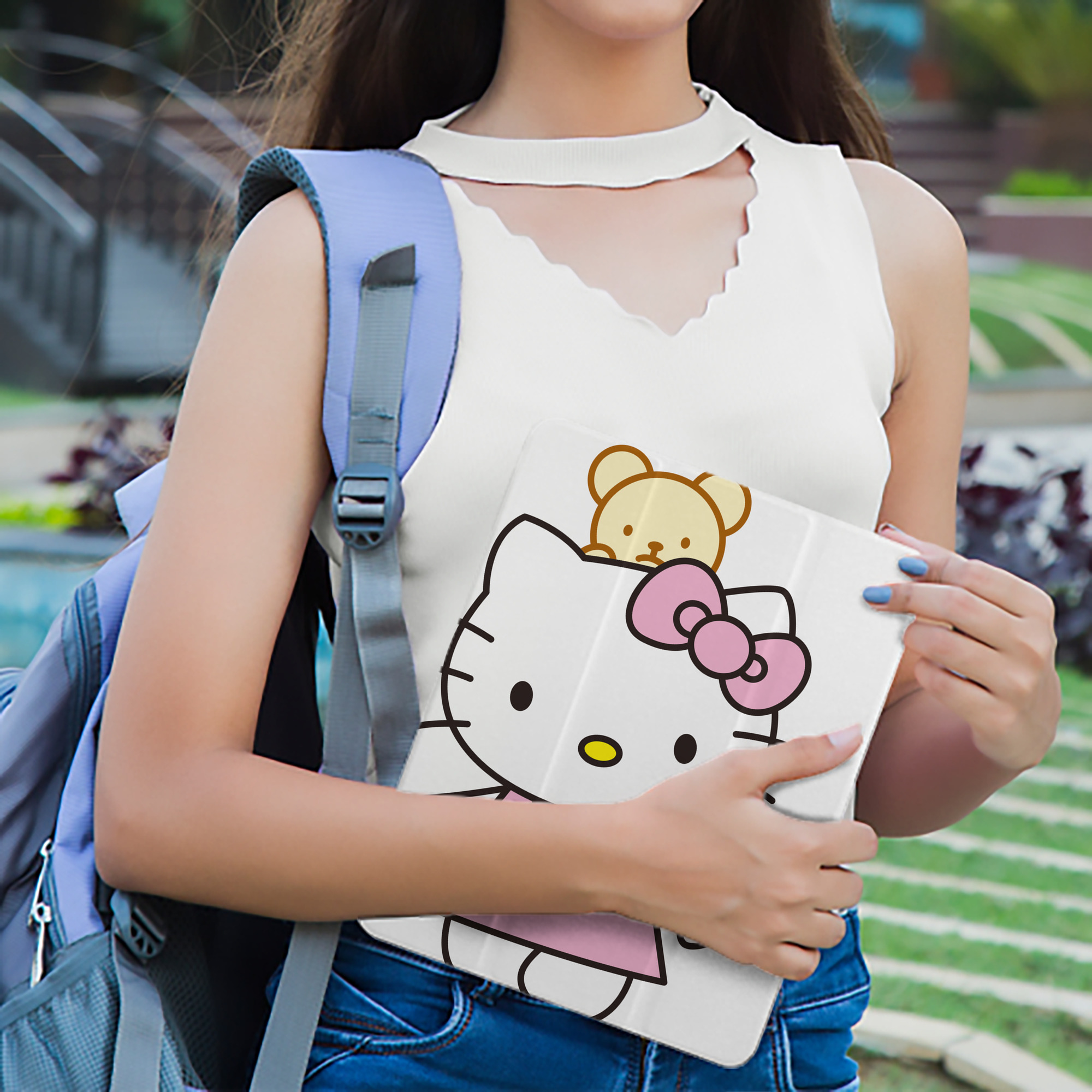 Hello Kitty ハローキティ IPad ケース ペン収納付き 三つ折りスタンド PUレザー×シリコン 対応機種9.5/10.5/10.9インチ