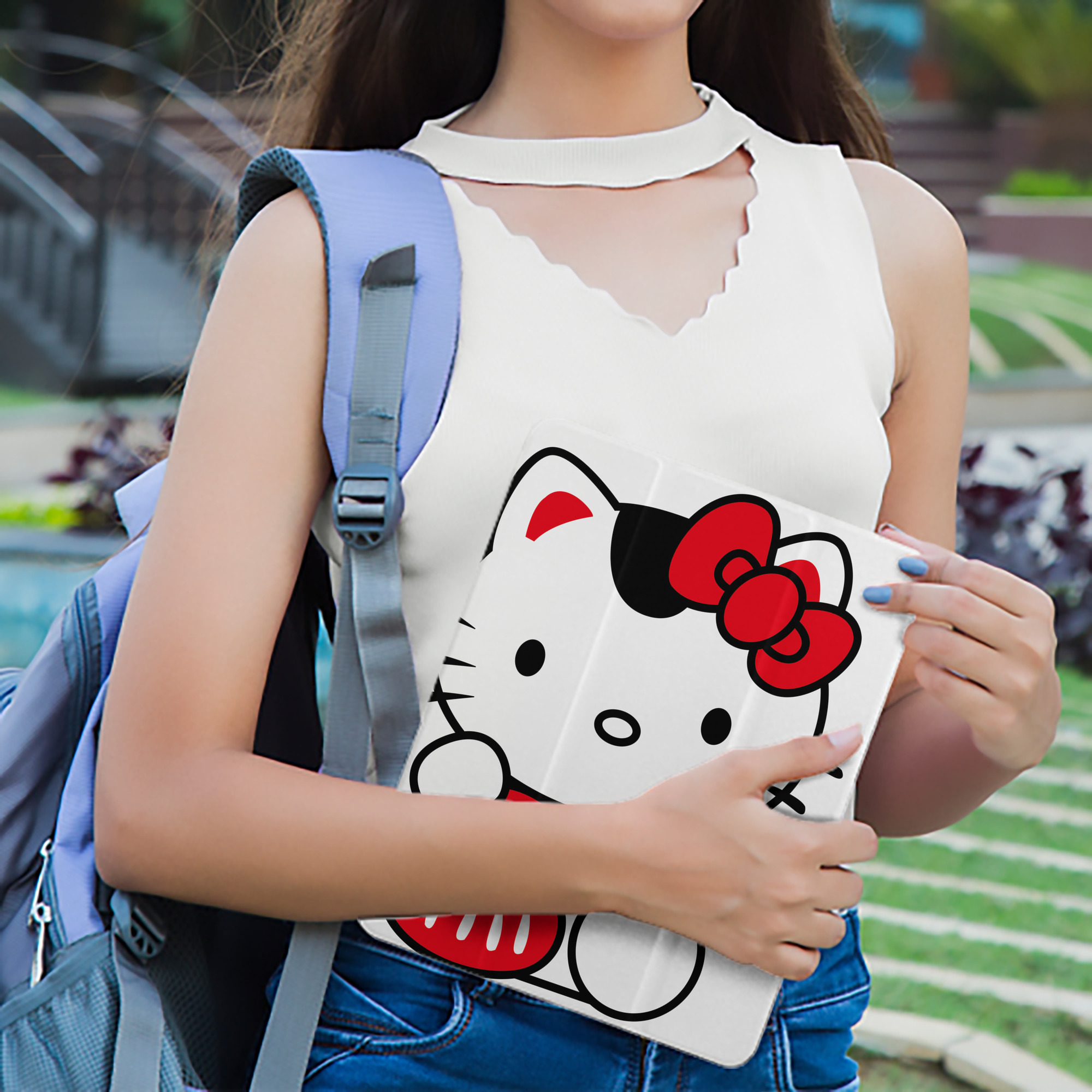Hello Kitty ハローキティ IPad ケース ペン収納付き 三つ折りスタンド PUレザー×シリコン 対応機種9.5/10.5/10.9インチ