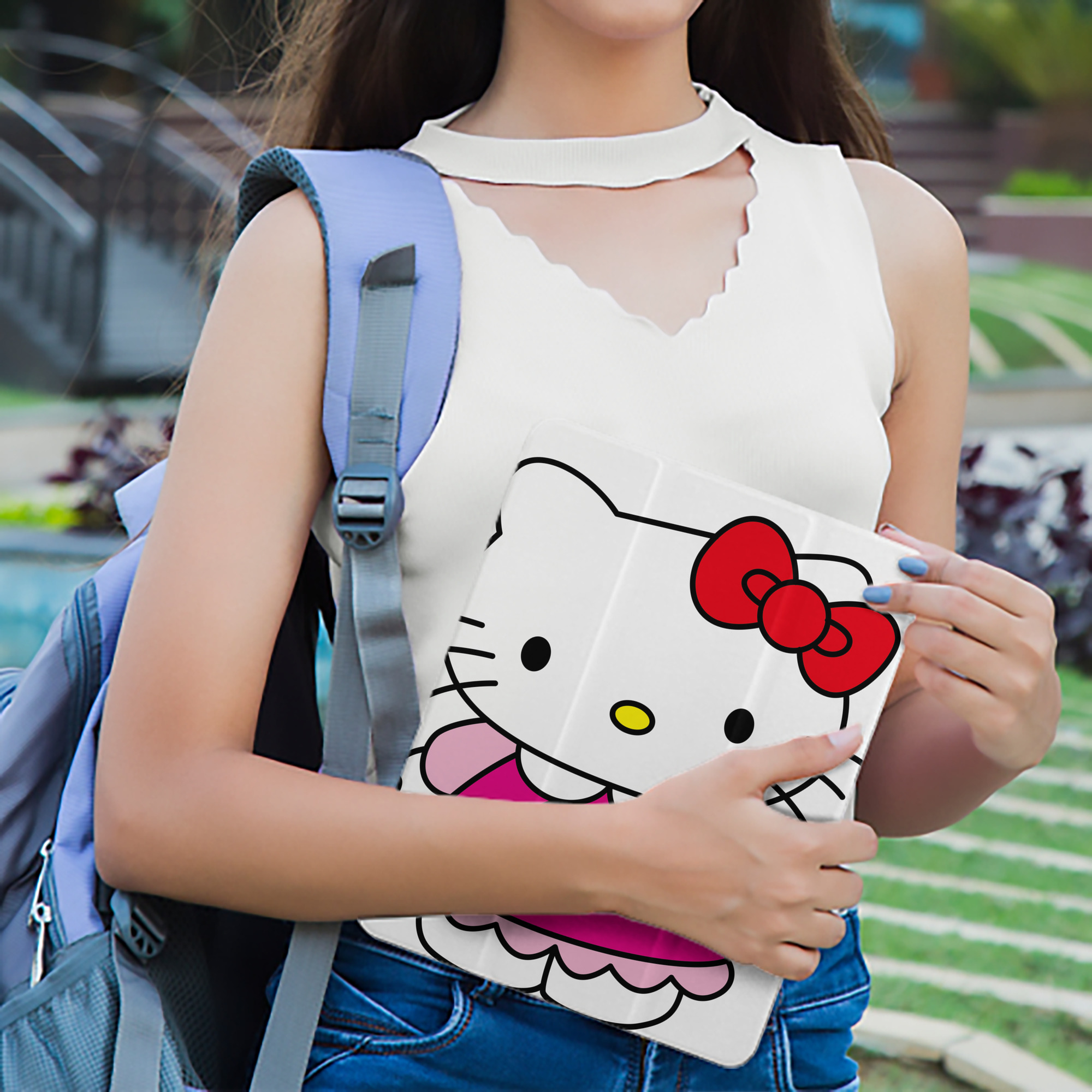 Hello Kitty ハローキティ IPad ケース ペン収納付き 三つ折りスタンド PUレザー×シリコン 対応機種9.5/10.5/10.9インチ