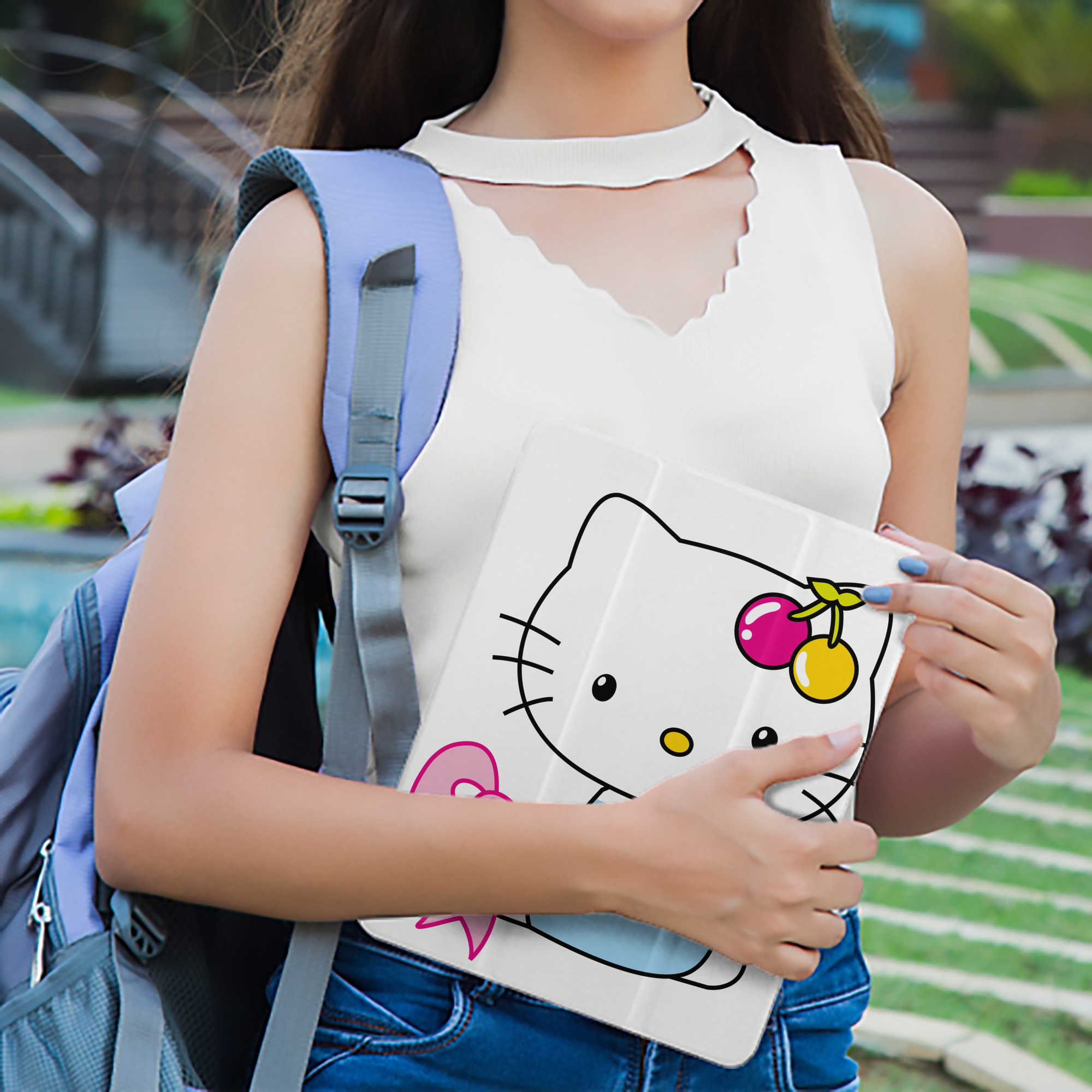 Hello Kitty ハローキティ IPad ケース ペン収納付き 三つ折りスタンド PUレザー×シリコン 対応機種9.5/10.5/10.9インチ