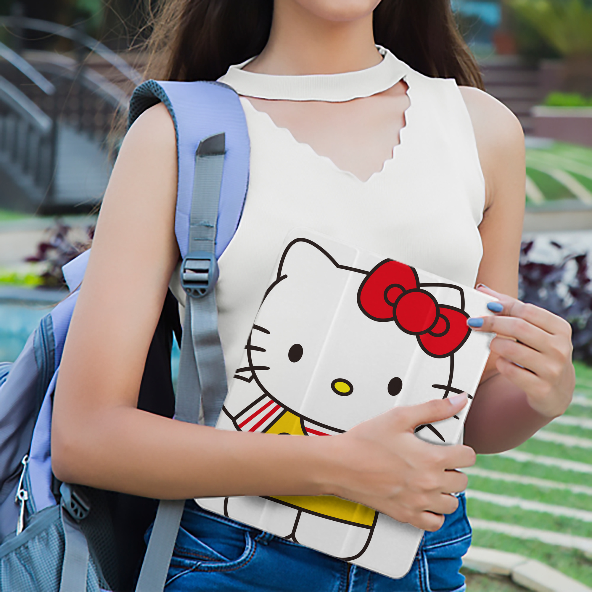Hello Kitty ハローキティ IPad ケース ペン収納付き 三つ折りスタンド PUレザー×シリコン 対応機種9.5/10.5/10.9インチ