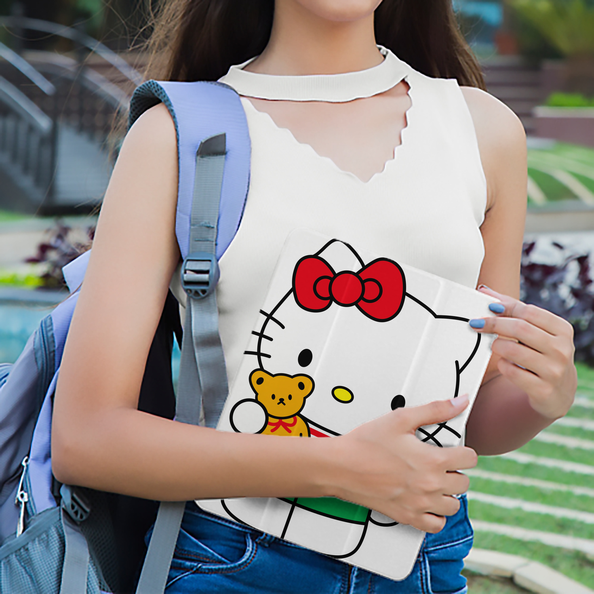 Hello Kitty ハローキティ IPad ケース ペン収納付き 三つ折りスタンド PUレザー×シリコン 対応機種9.5/10.5/10.9インチ