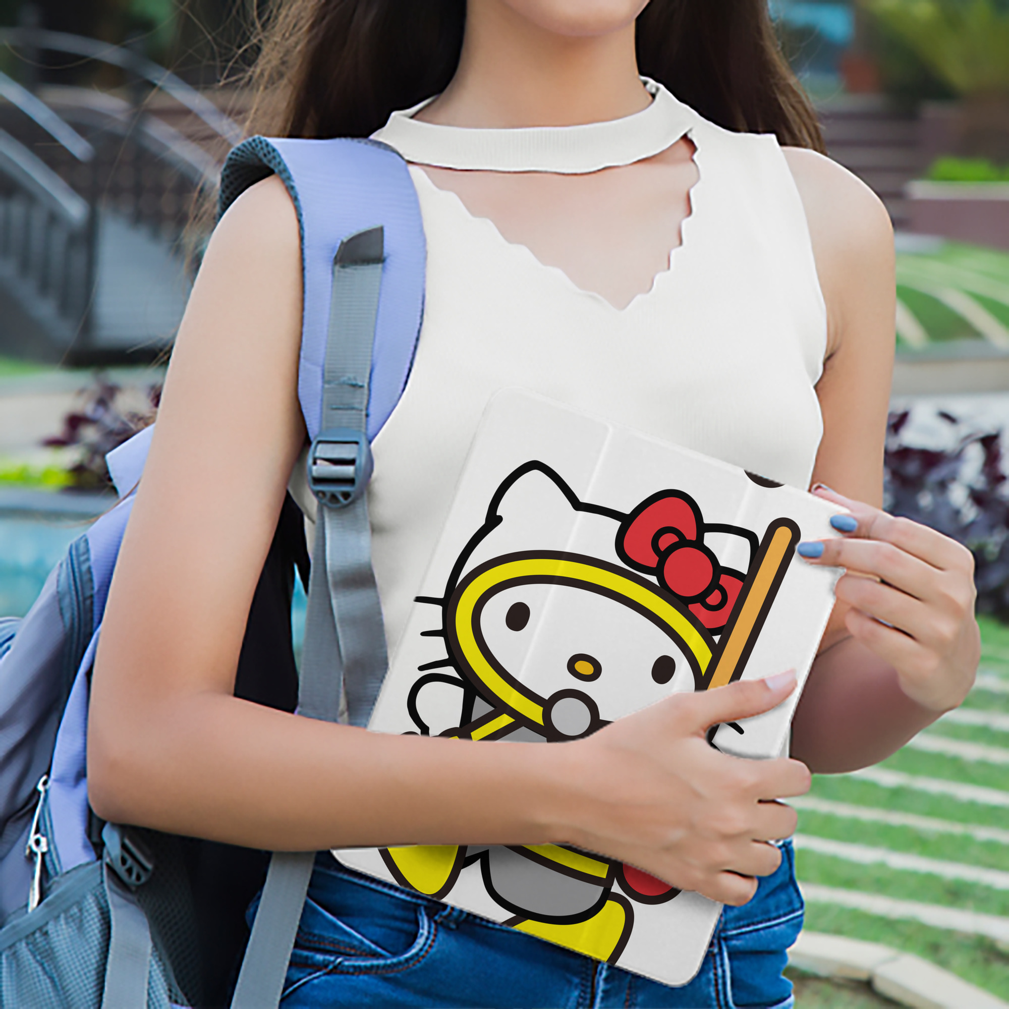 Hello Kitty ハローキティ IPad ケース ペン収納付き 三つ折りスタンド PUレザー×シリコン 対応機種9.5/10.5/10.9インチ