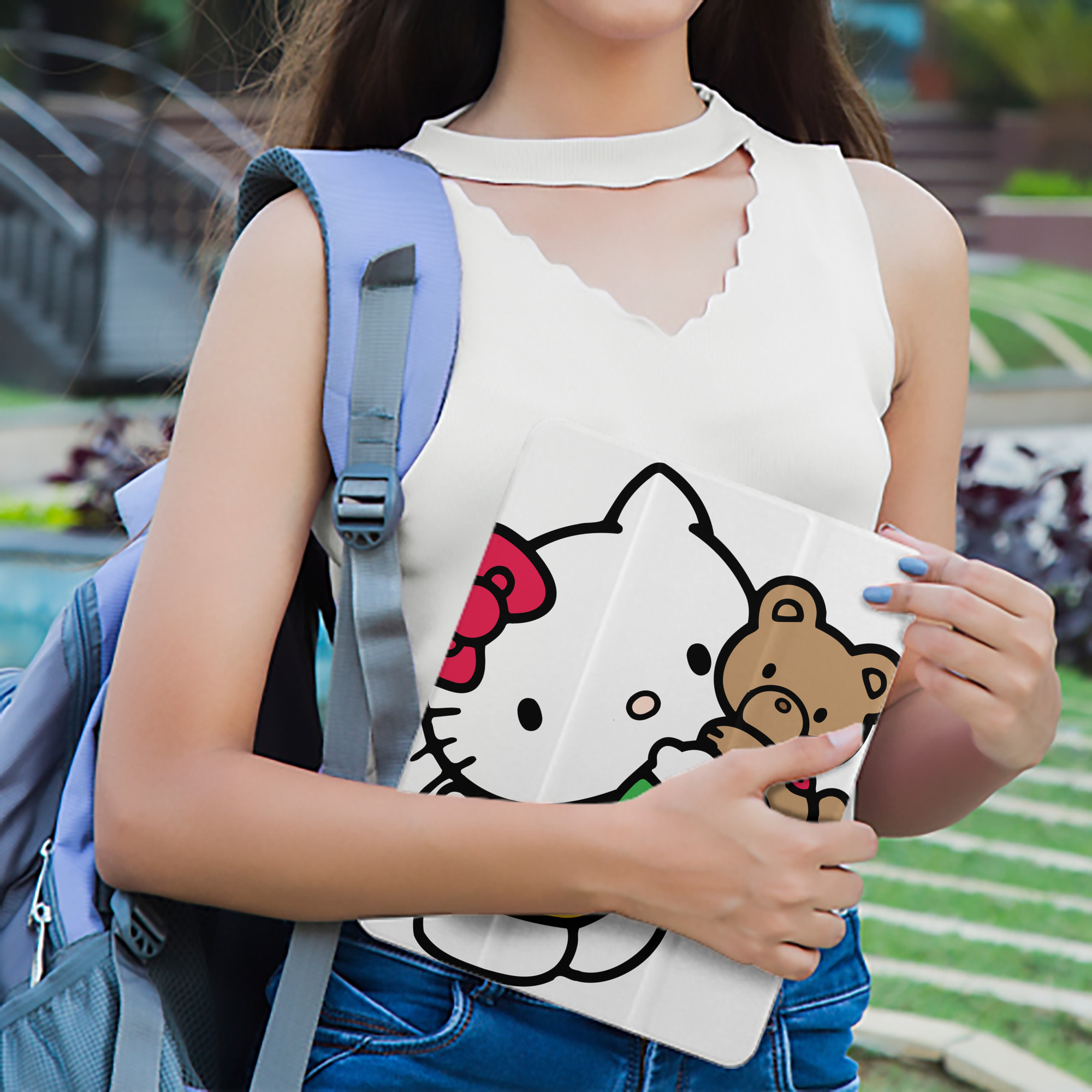 Hello Kitty ハローキティ IPad ケース ペン収納付き 三つ折りスタンド PUレザー×シリコン 対応機種9.5/10.5/10.9インチ