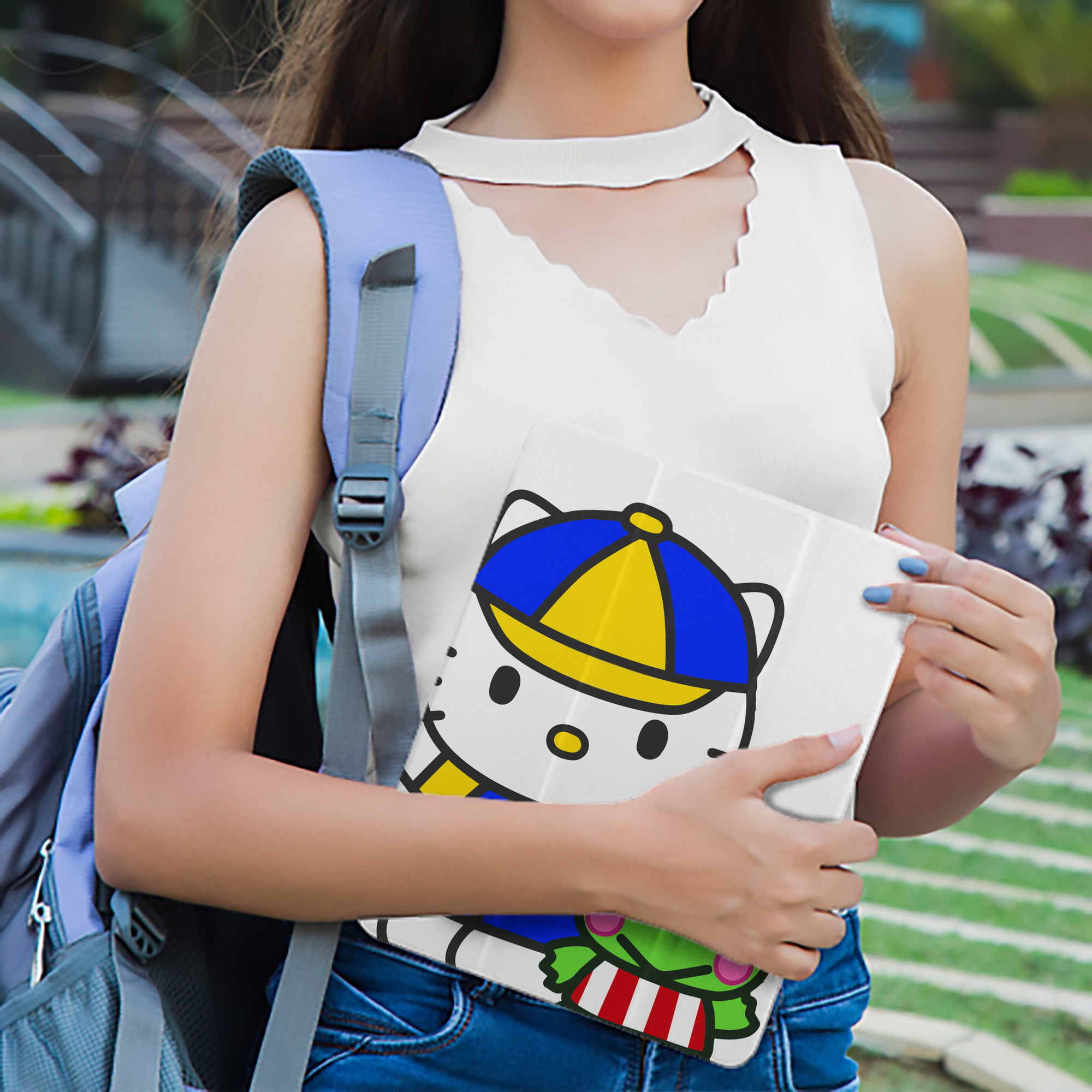 Hello Kitty ハローキティ IPad ケース ペン収納付き 三つ折りスタンド PUレザー×シリコン 対応機種9.5/10.5/10.9インチ