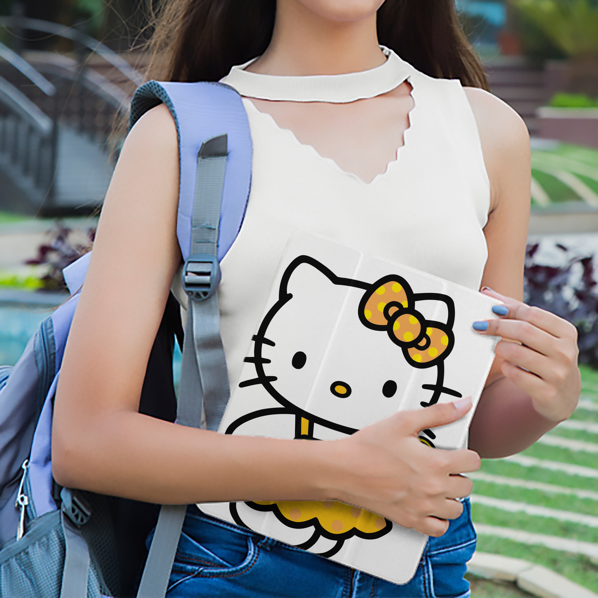 Hello Kitty ハローキティ IPad ケース ペン収納付き 三つ折りスタンド PUレザー×シリコン 対応機種9.5/10.5/10.9インチ