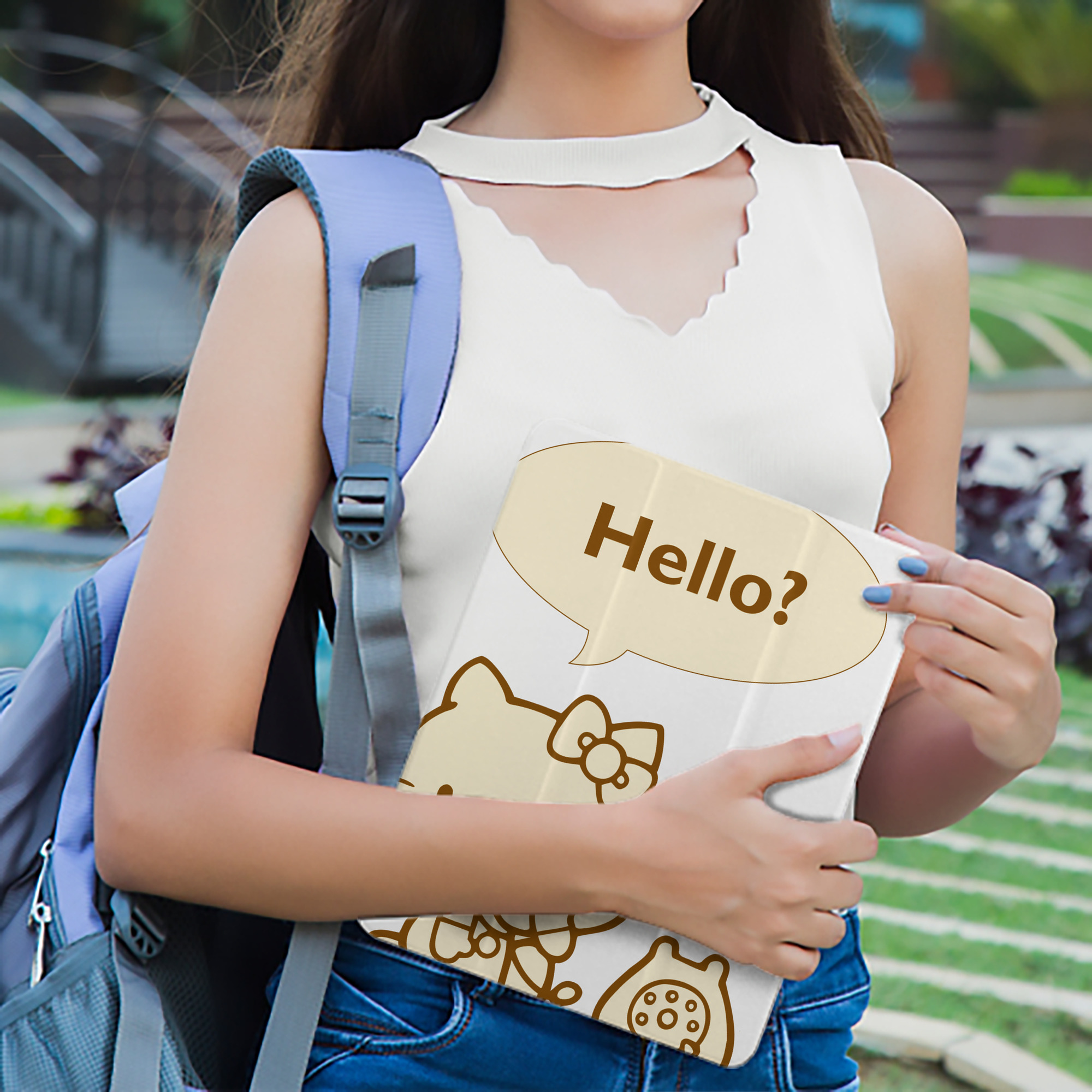 Hello Kitty ハローキティ IPad ケース ペン収納付き 三つ折りスタンド PUレザー×シリコン 対応機種9.5/10.5/10.9インチ