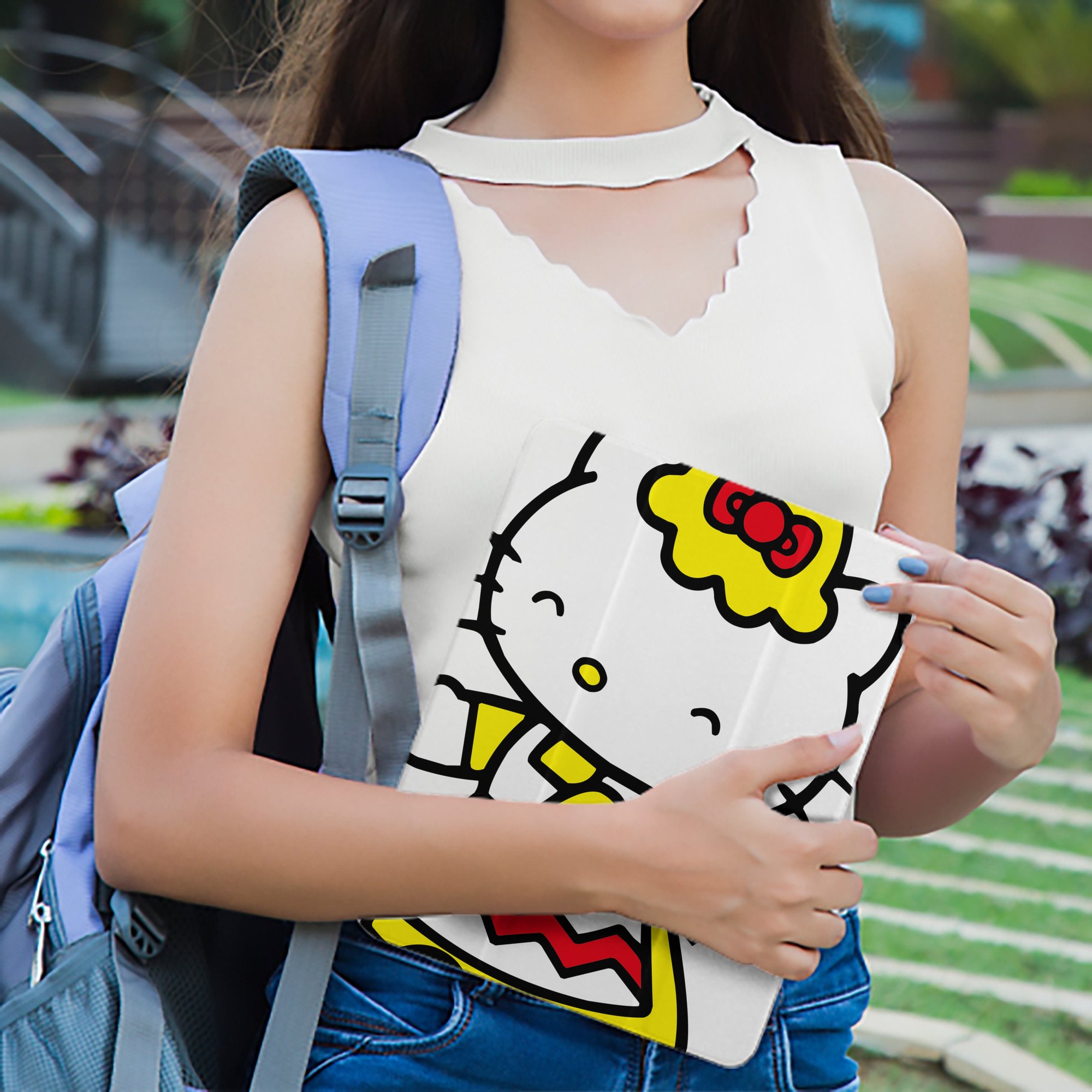 Hello Kitty ハローキティ IPad ケース ペン収納付き 三つ折りスタンド PUレザー×シリコン 対応機種9.5/10.5/10.9インチ