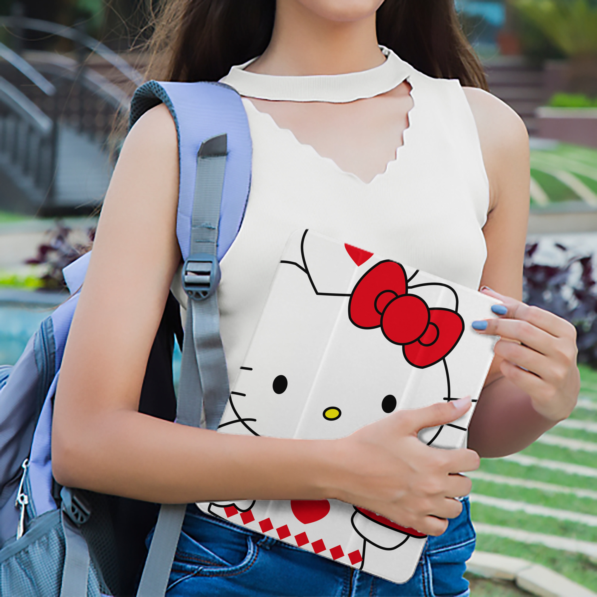 Hello Kitty ハローキティ IPad ケース ペン収納付き 三つ折りスタンド PUレザー×シリコン 対応機種9.5/10.5/10.9インチ