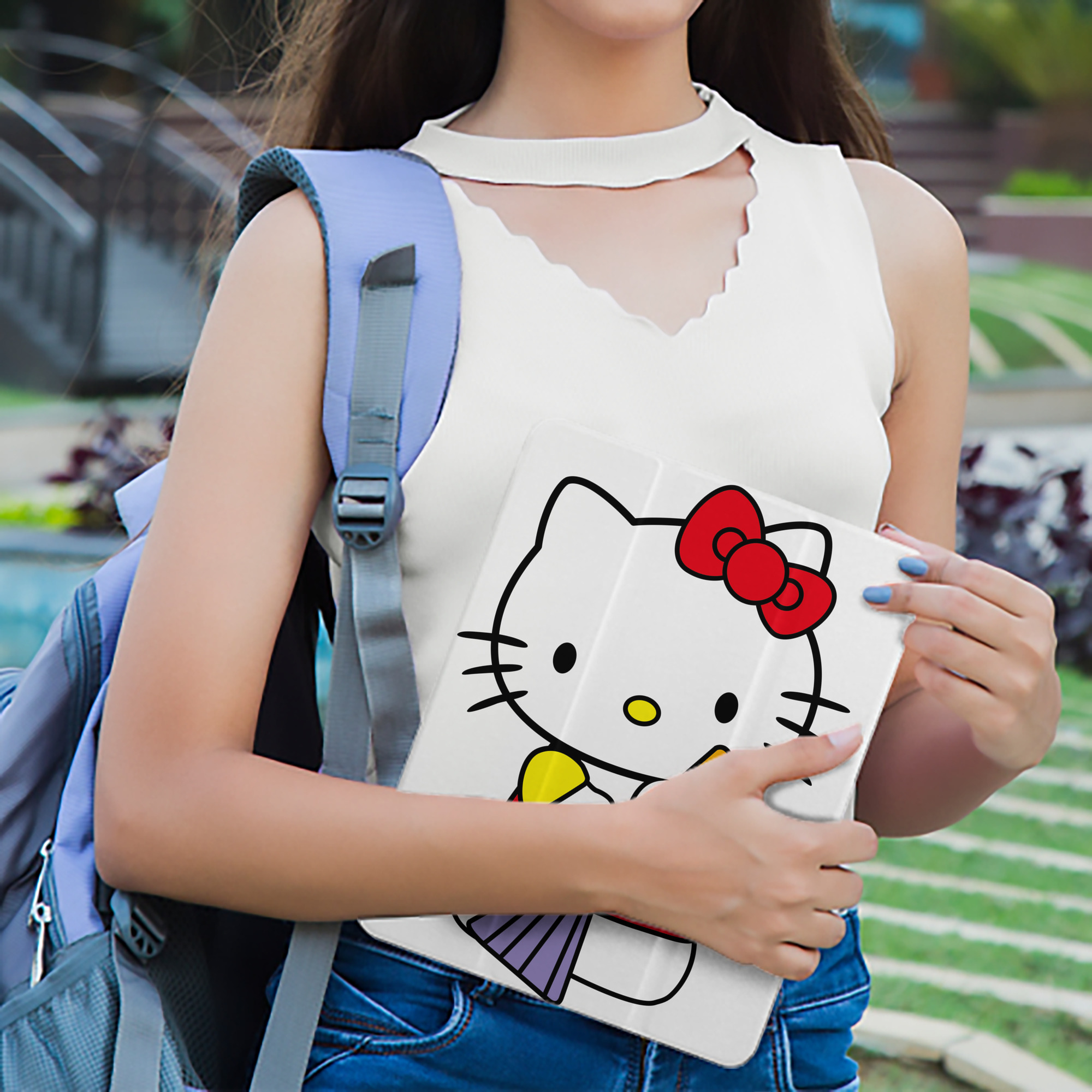 Hello Kitty ハローキティ IPad ケース ペン収納付き 三つ折りスタンド PUレザー×シリコン 対応機種9.5/10.5/10.9インチ
