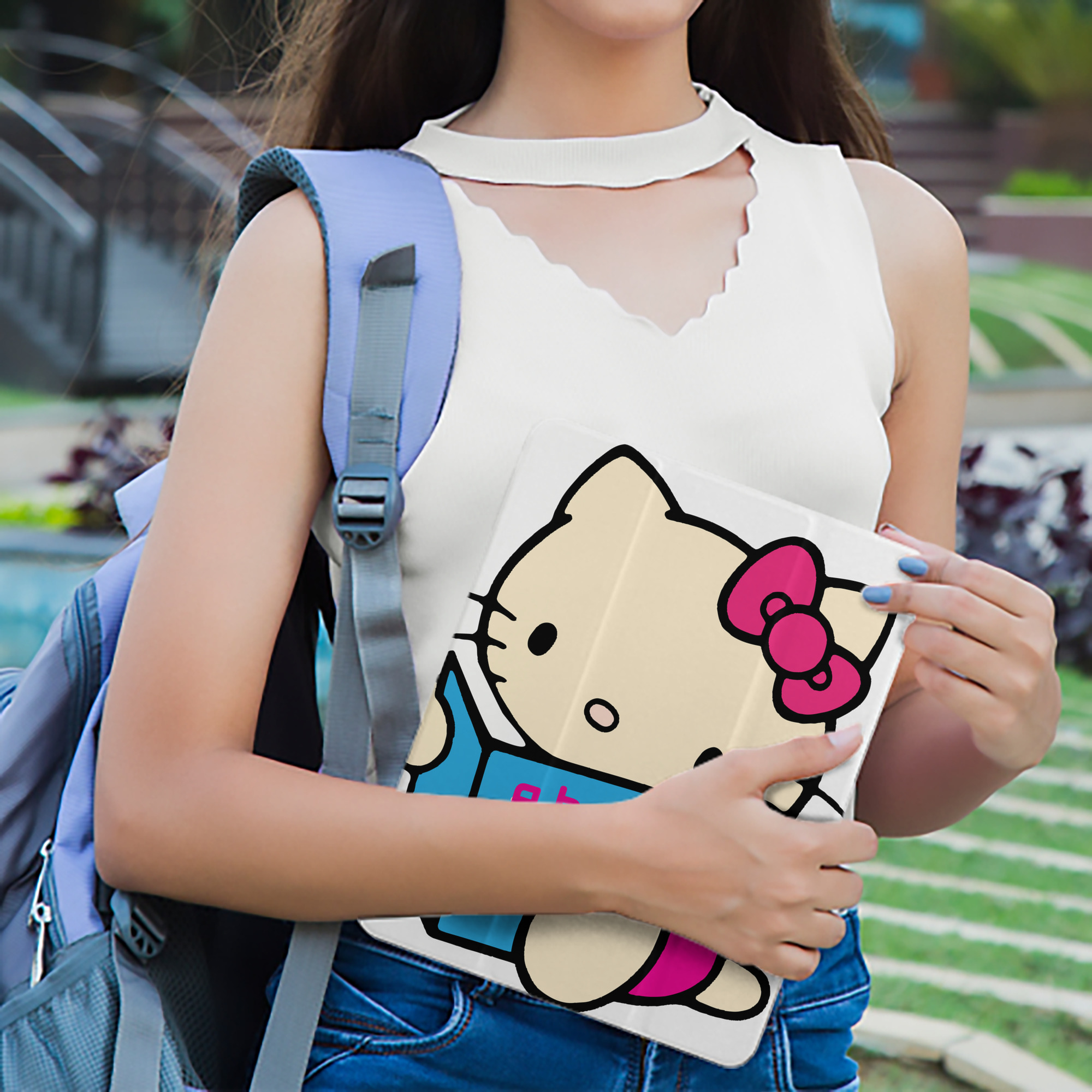 Hello Kitty ハローキティ IPad ケース ペン収納付き 三つ折りスタンド PUレザー×シリコン 対応機種9.5/10.5/10.9インチ