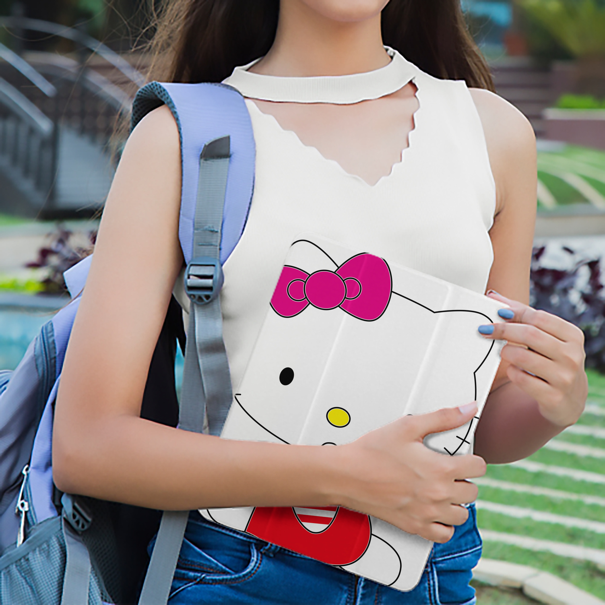 Hello Kitty ハローキティ IPad ケース ペン収納付き 三つ折りスタンド PUレザー×シリコン 対応機種9.5/10.5/10.9インチ
