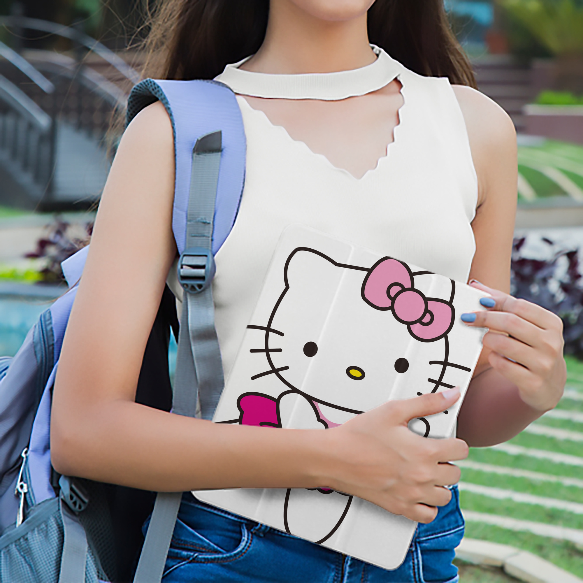 Hello Kitty ハローキティ IPad ケース ペン収納付き 三つ折りスタンド PUレザー×シリコン 対応機種9.5/10.5/10.9インチ