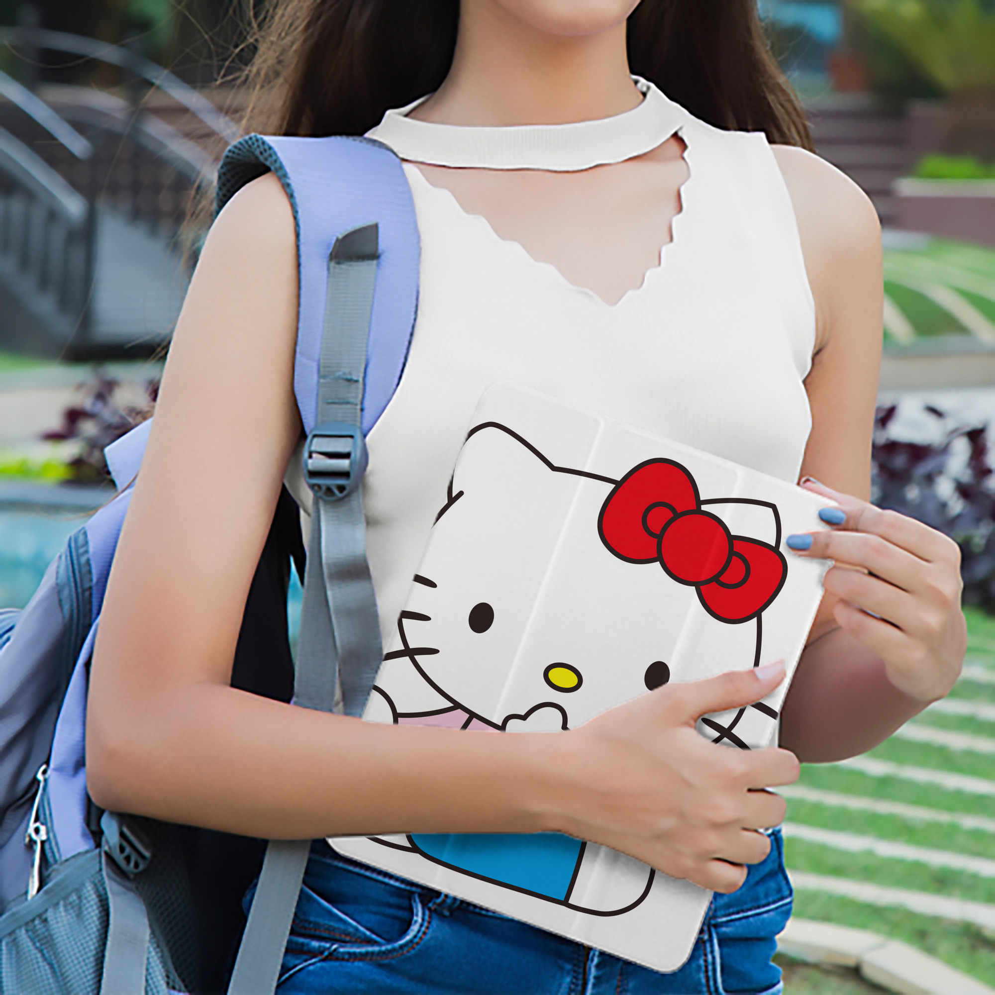 Hello Kitty ハローキティ IPad ケース ペン収納付き 三つ折りスタンド PUレザー×シリコン 対応機種9.5/10.5/10.9インチ