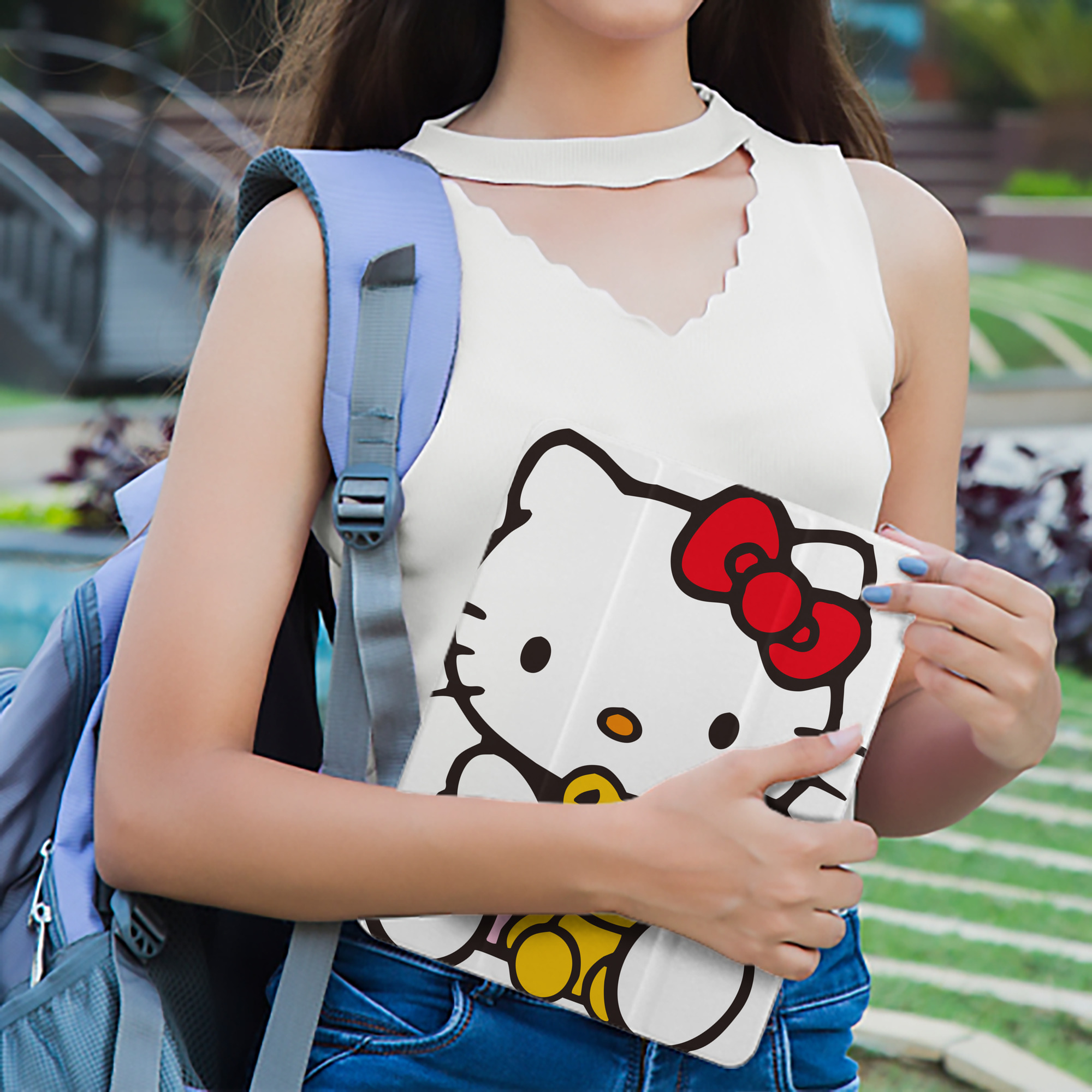 Hello Kitty ハローキティ IPad ケース ペン収納付き 三つ折りスタンド PUレザー×シリコン 対応機種9.5/10.5/10.9インチ