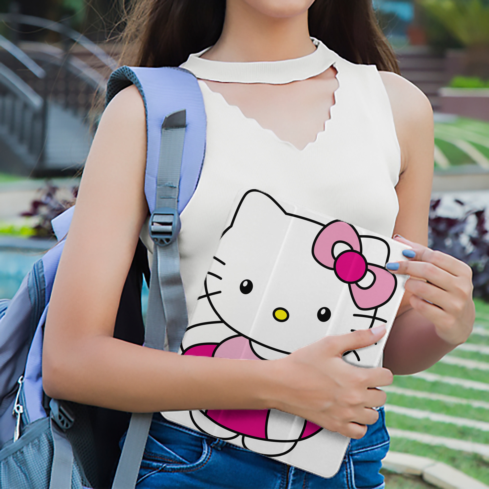 Hello Kitty ハローキティ IPad ケース ペン収納付き 三つ折りスタンド PUレザー×シリコン 対応機種9.5/10.5/10.9インチ