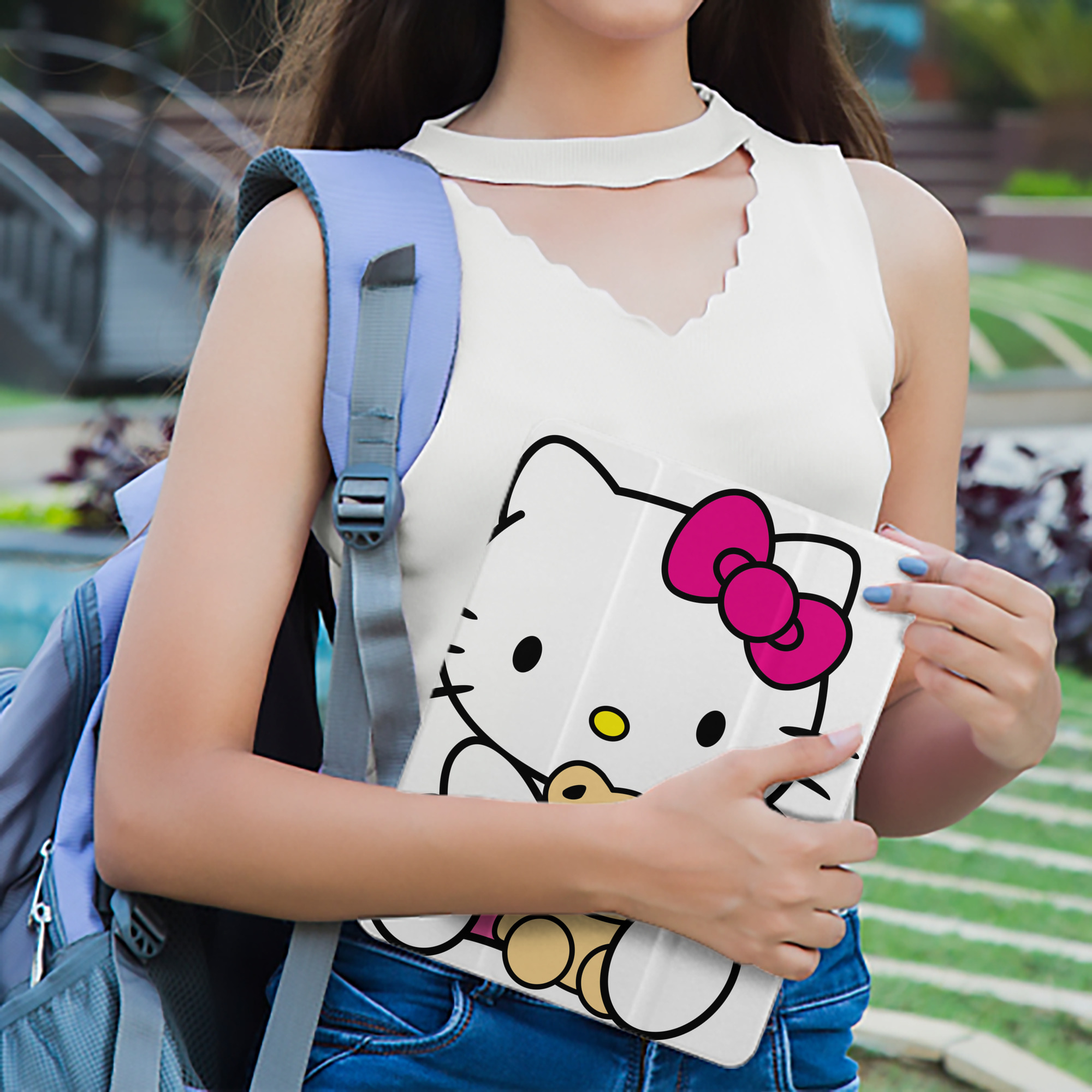 Hello Kitty ハローキティ IPad ケース ペン収納付き 三つ折りスタンド PUレザー×シリコン 対応機種9.5/10.5/10.9インチ