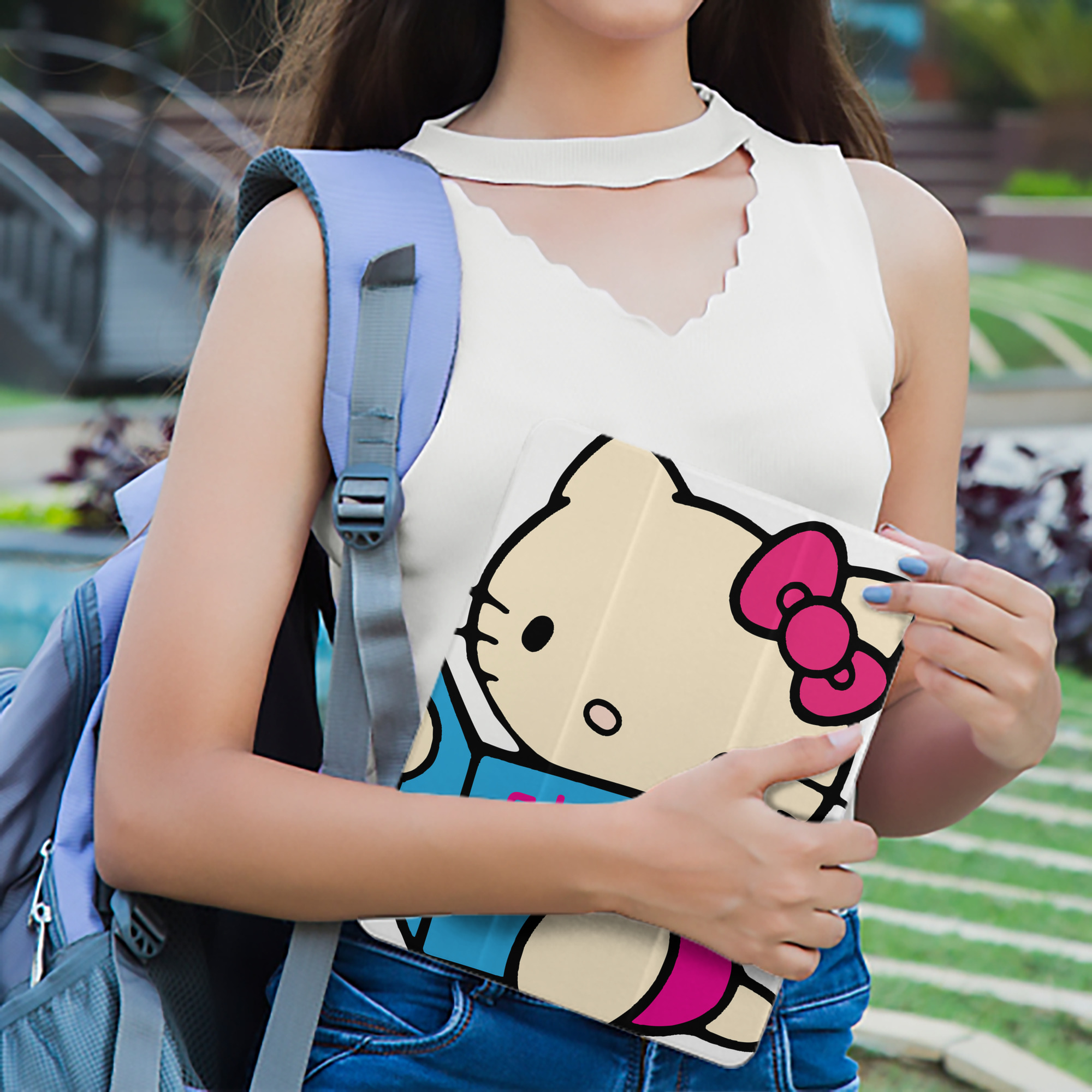 Hello Kitty ハローキティ IPad ケース ペン収納付き 三つ折りスタンド PUレザー×シリコン 対応機種9.5/10.5/10.9インチ