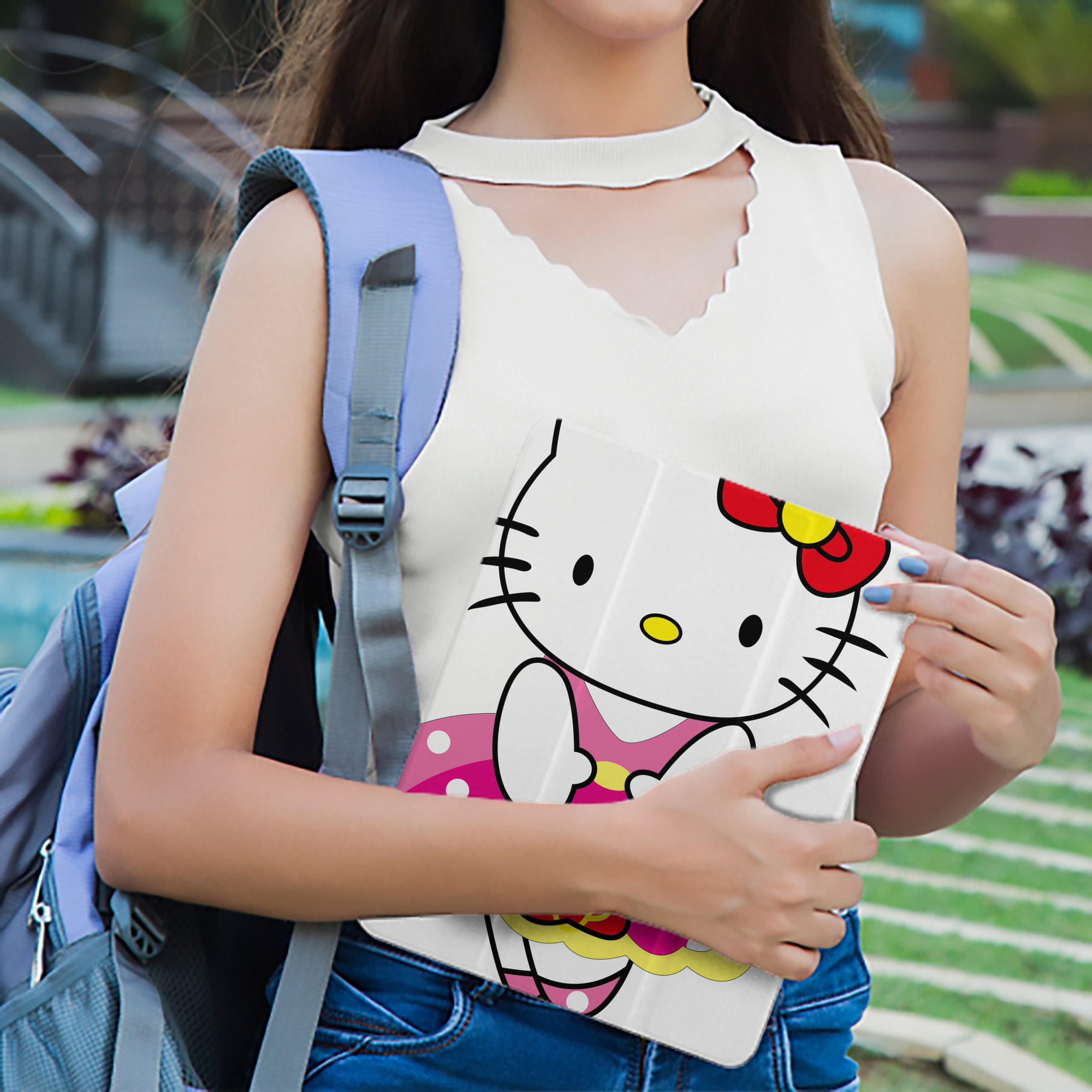 Hello Kitty ハローキティ IPad ケース ペン収納付き 三つ折りスタンド PUレザー×シリコン 対応機種9.5/10.5/10.9インチ