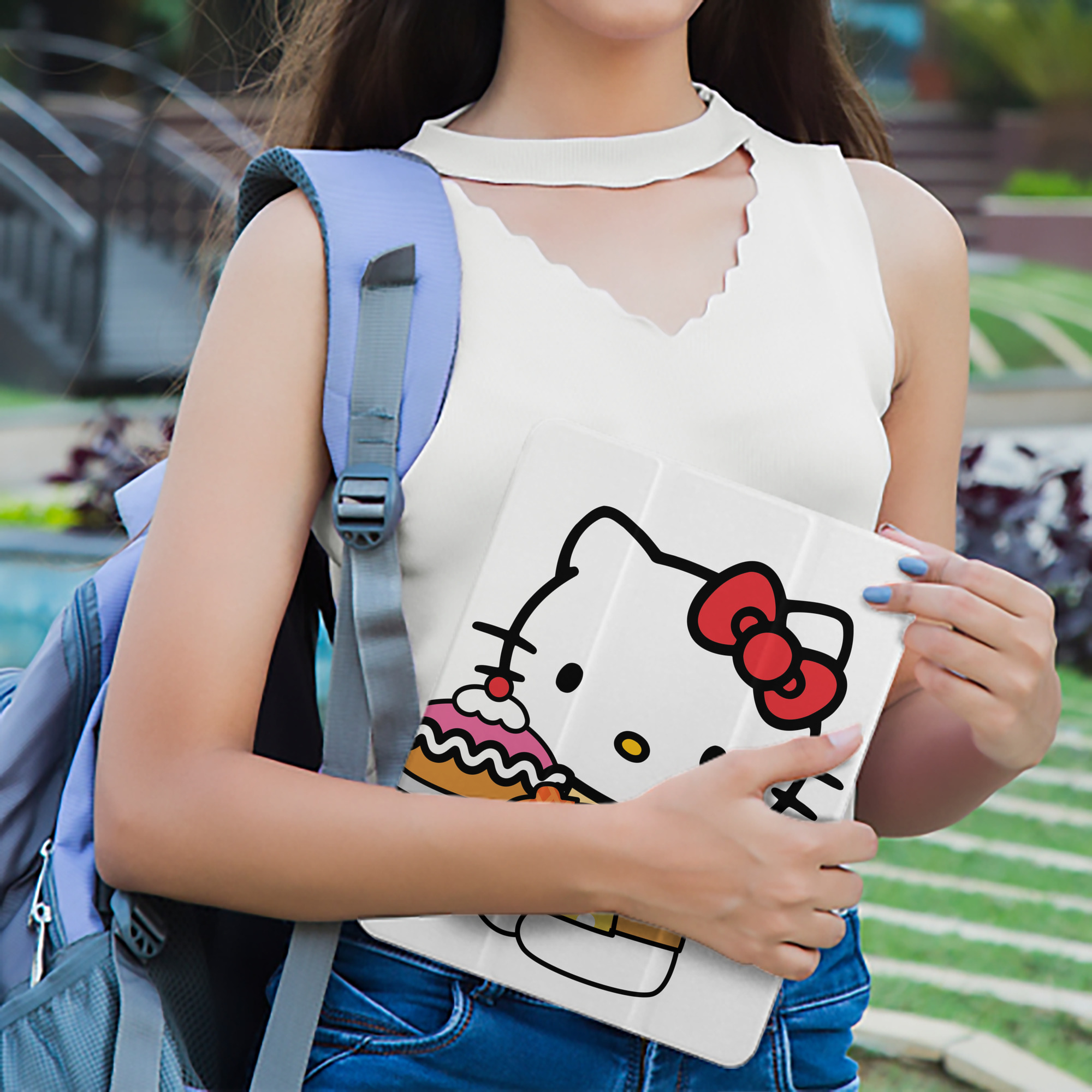 Hello Kitty ハローキティ IPad ケース ペン収納付き 三つ折りスタンド PUレザー×シリコン 対応機種9.5/10.5/10.9インチ