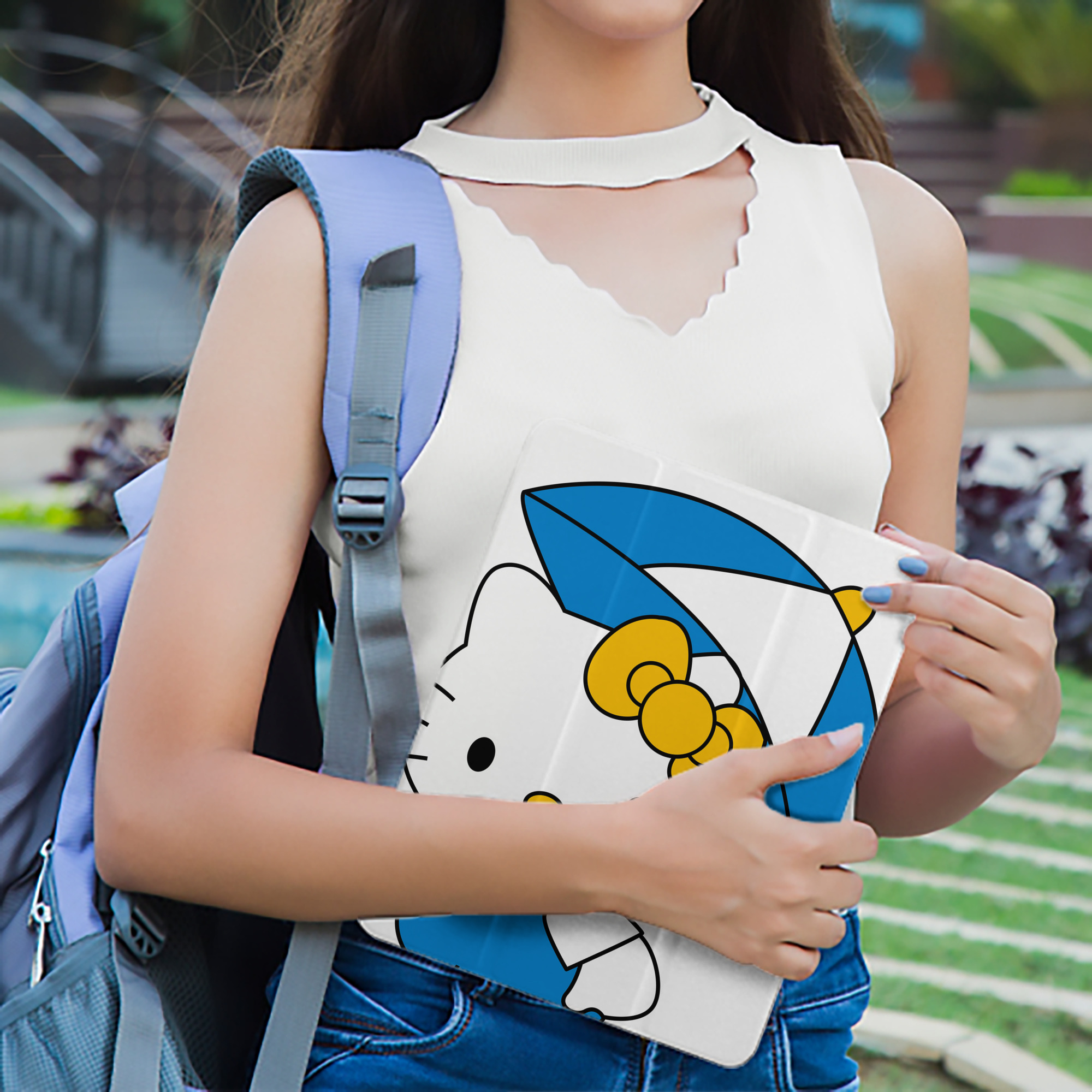 Hello Kitty ハローキティ IPad ケース ペン収納付き 三つ折りスタンド PUレザー×シリコン 対応機種9.5/10.5/10.9インチ