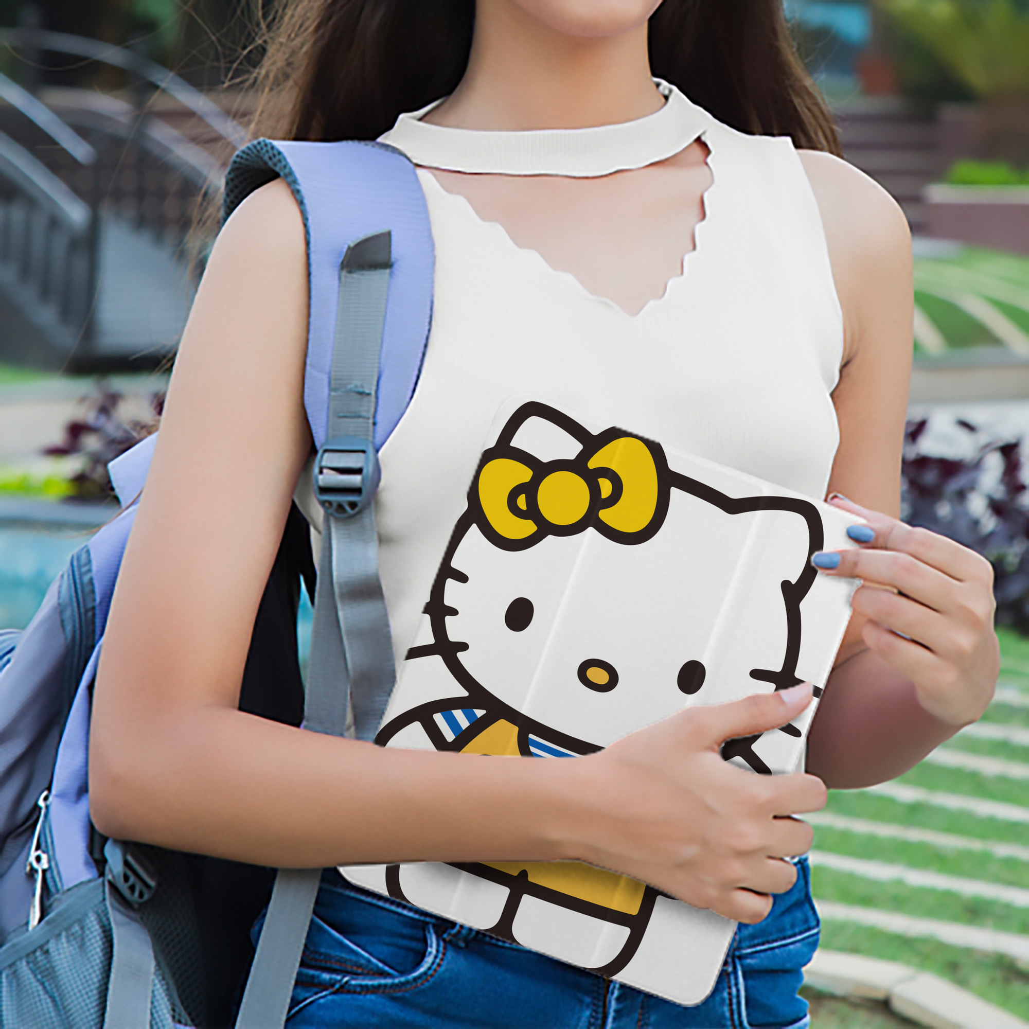 Hello Kitty ハローキティ IPad ケース ペン収納付き 三つ折りスタンド PUレザー×シリコン 対応機種9.5/10.5/10.9インチ