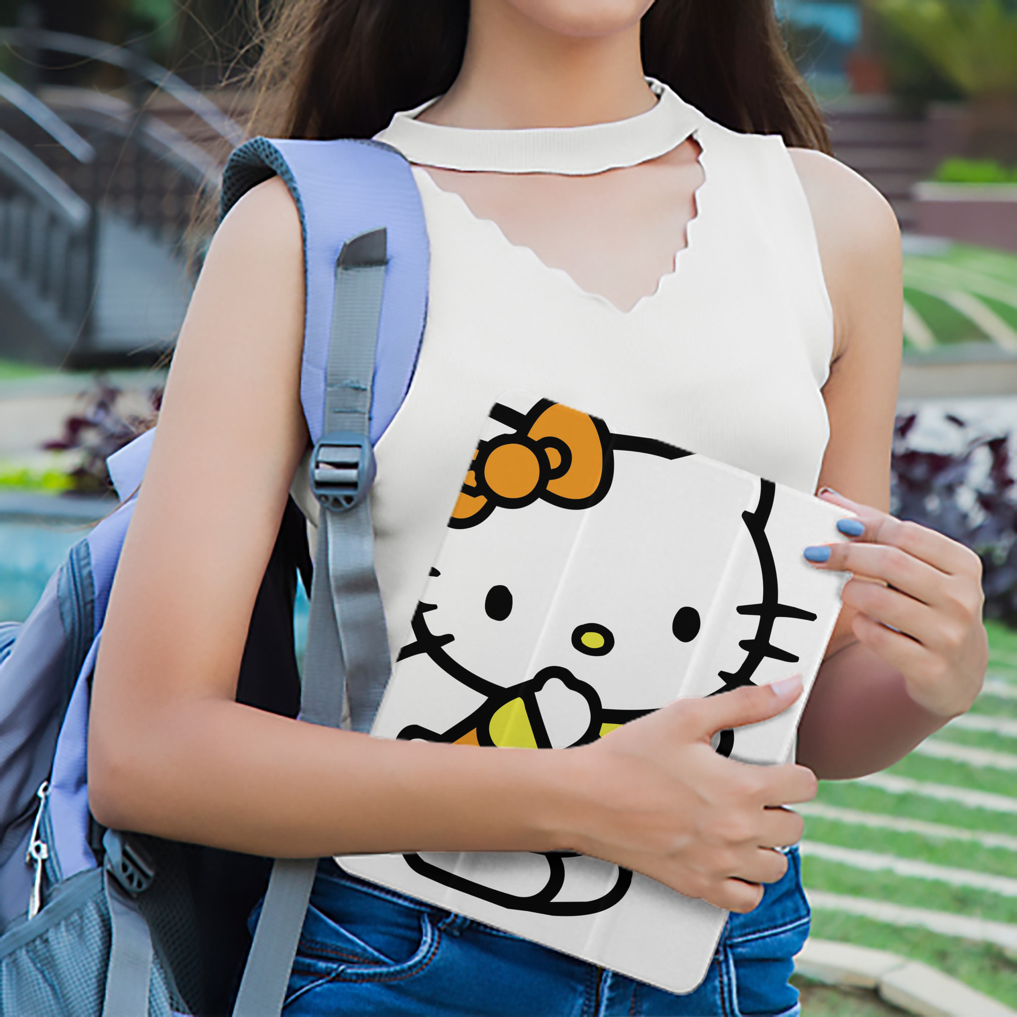 Hello Kitty ハローキティ IPad ケース ペン収納付き 三つ折りスタンド PUレザー×シリコン 対応機種9.5/10.5/10.9インチ
