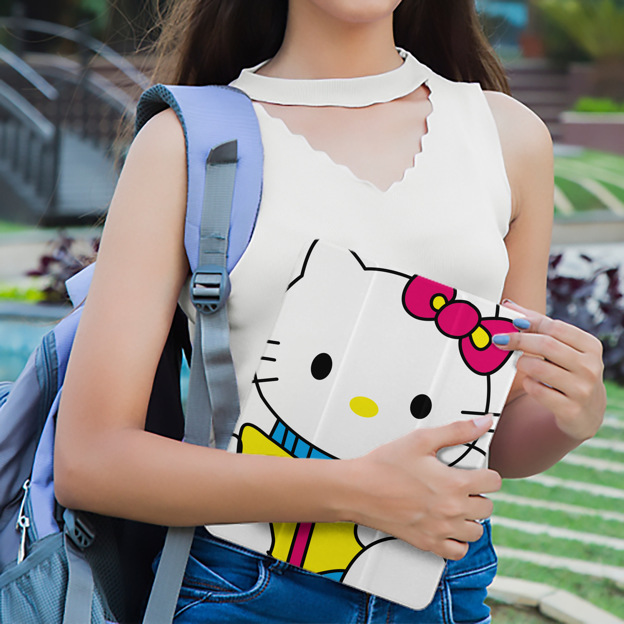 Hello Kitty ハローキティ IPad ケース ペン収納付き 三つ折りスタンド PUレザー×シリコン 対応機種9.5/10.5/10.9インチ