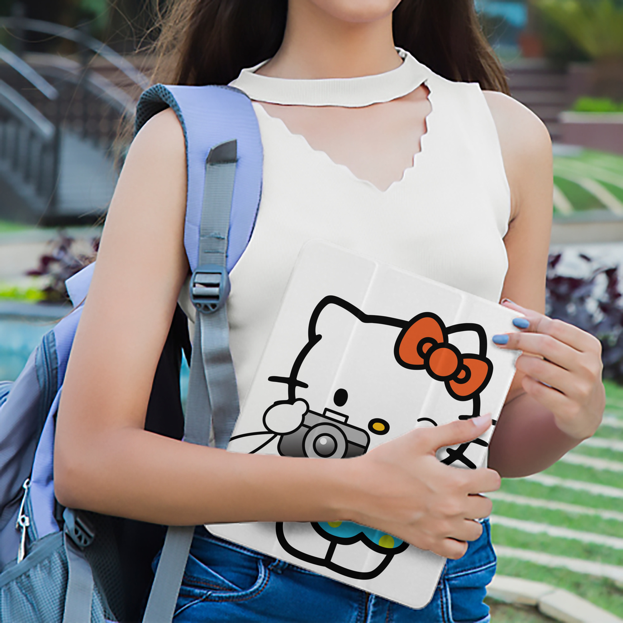 Hello Kitty ハローキティ IPad ケース ペン収納付き 三つ折りスタンド PUレザー×シリコン 対応機種9.5/10.5/10.9インチ