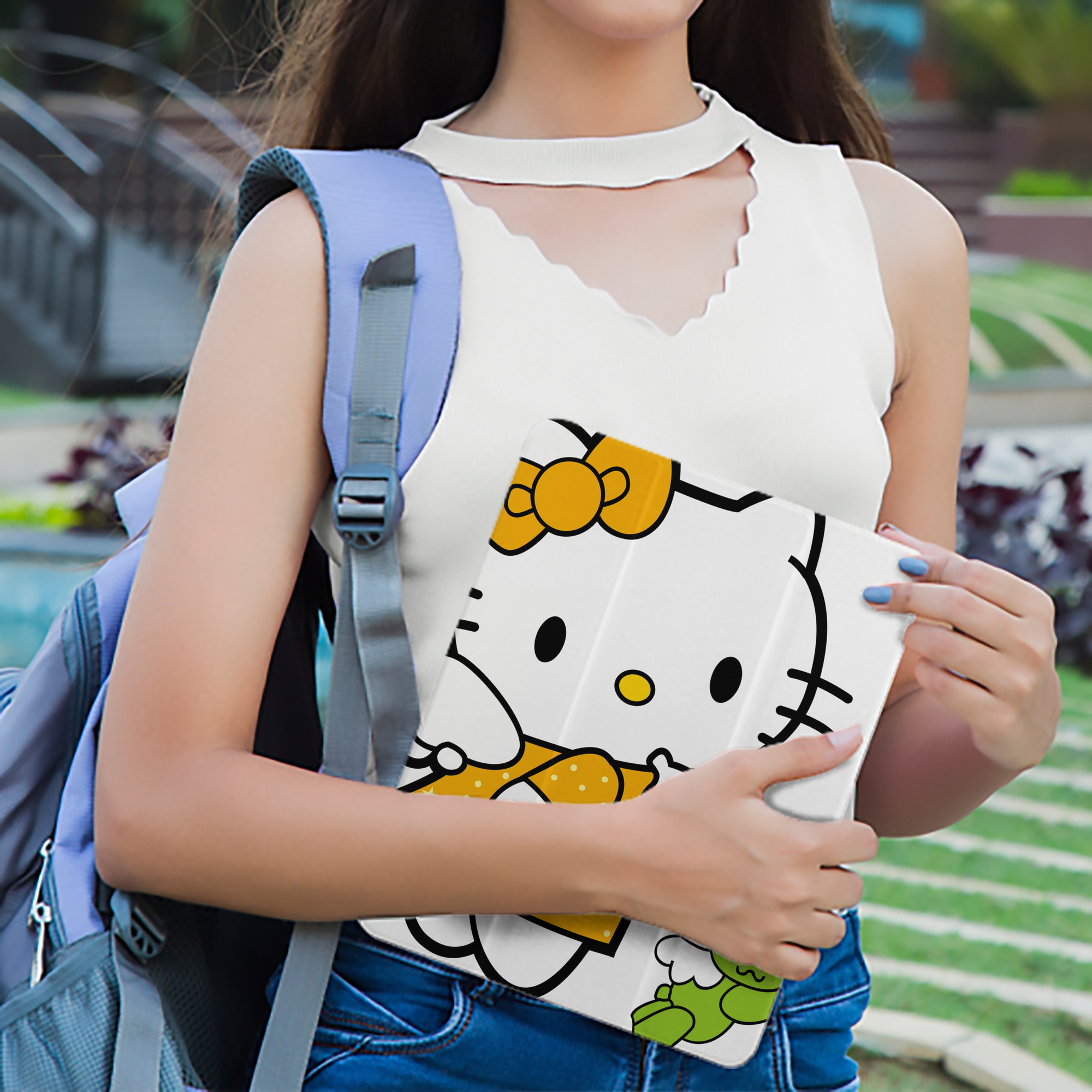 Hello Kitty ハローキティ IPad ケース ペン収納付き 三つ折りスタンド PUレザー×シリコン 対応機種9.5/10.5/10.9インチ