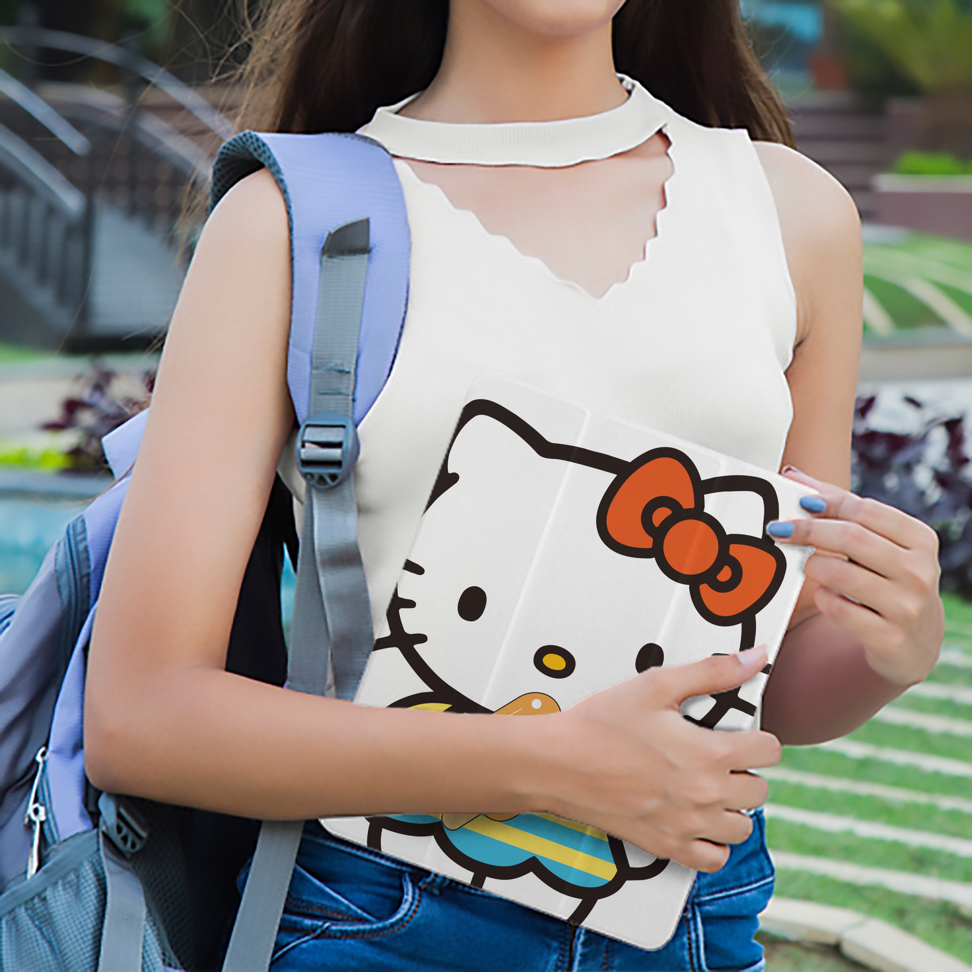Hello Kitty ハローキティ IPad ケース ペン収納付き 三つ折りスタンド PUレザー×シリコン 対応機種9.5/10.5/10.9インチ