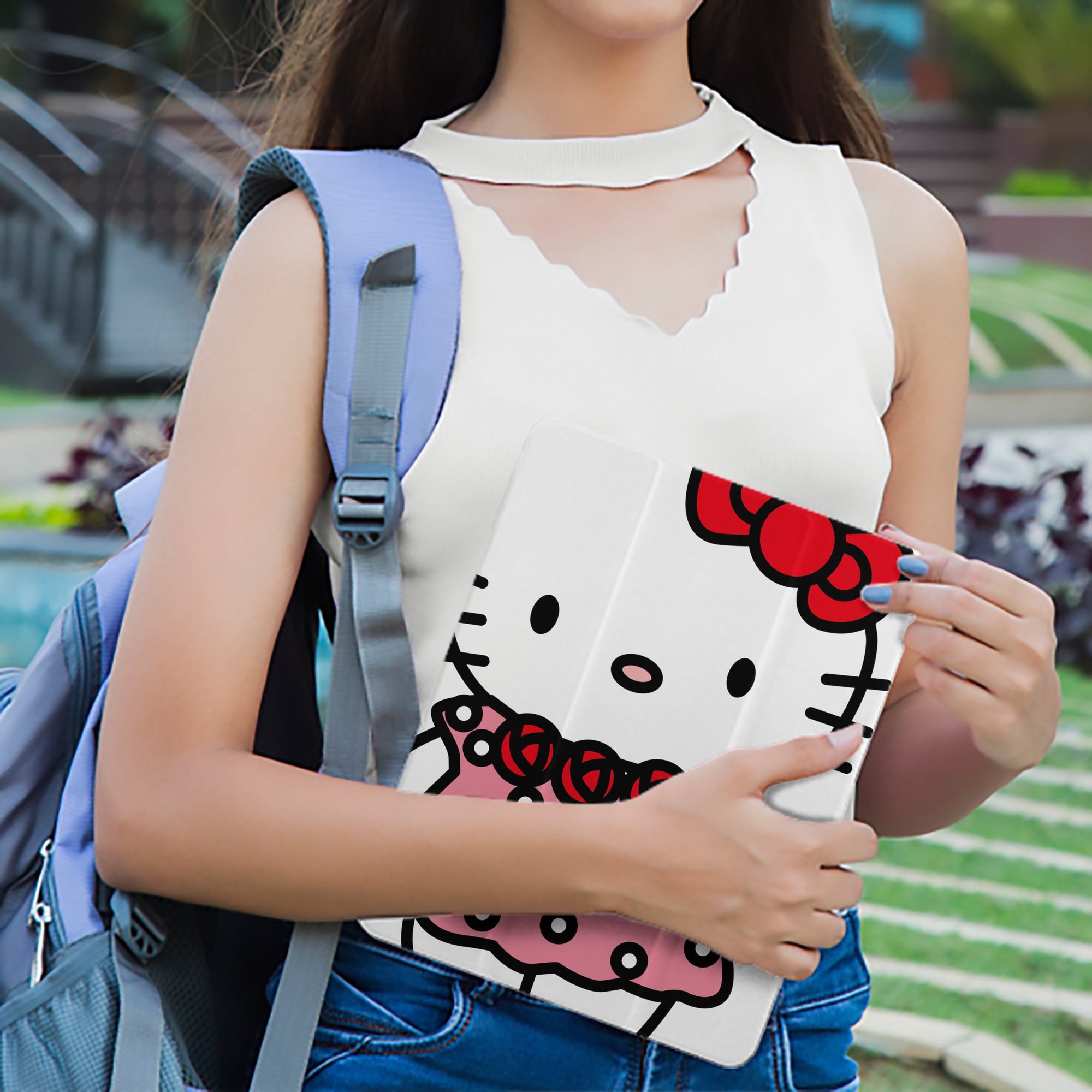 Hello Kitty ハローキティ IPad ケース ペン収納付き 三つ折りスタンド PUレザー×シリコン 対応機種9.5/10.5/10.9インチ