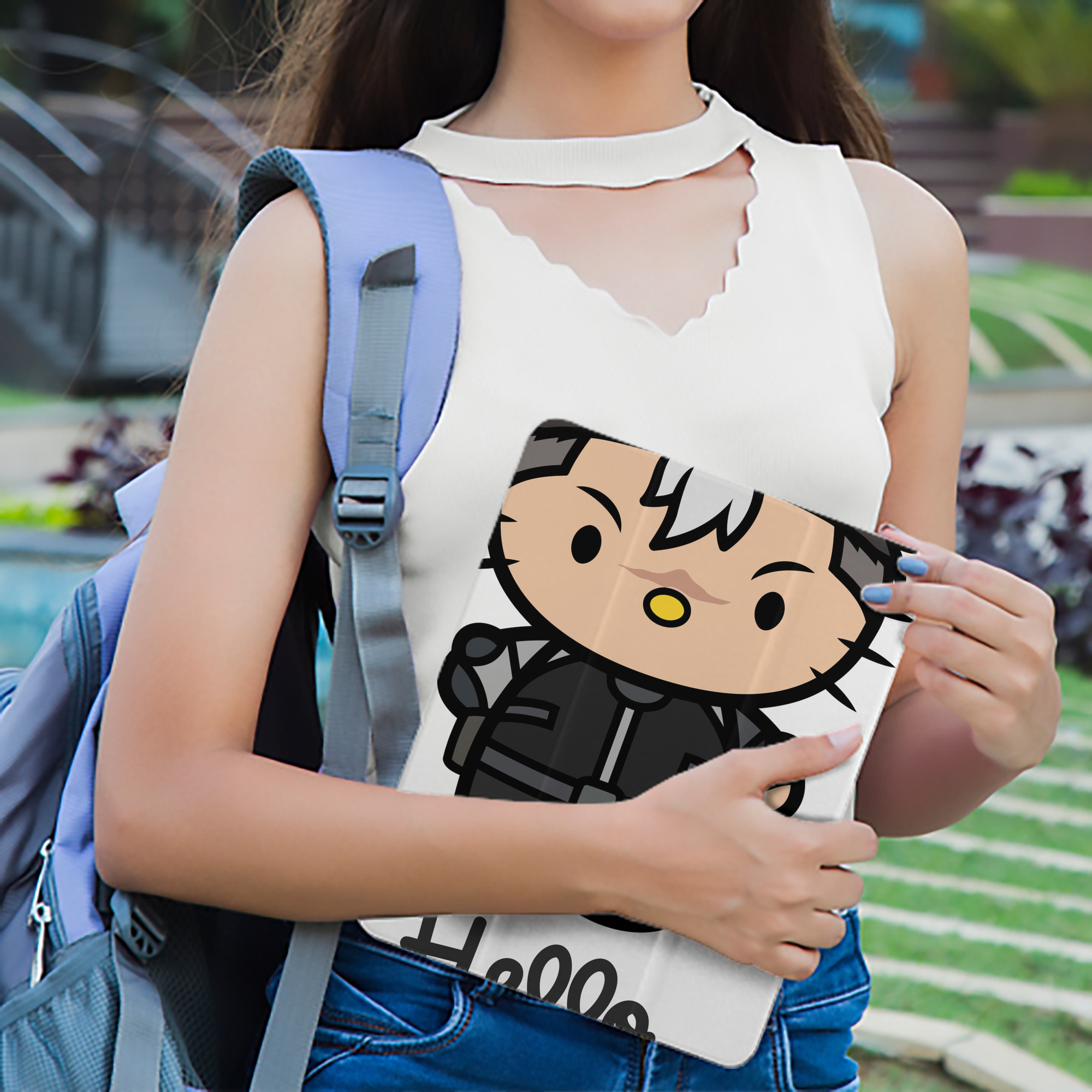 Hello Kitty ハローキティ IPad ケース ペン収納付き 三つ折りスタンド PUレザー×シリコン 対応機種9.5/10.5/10.9インチ