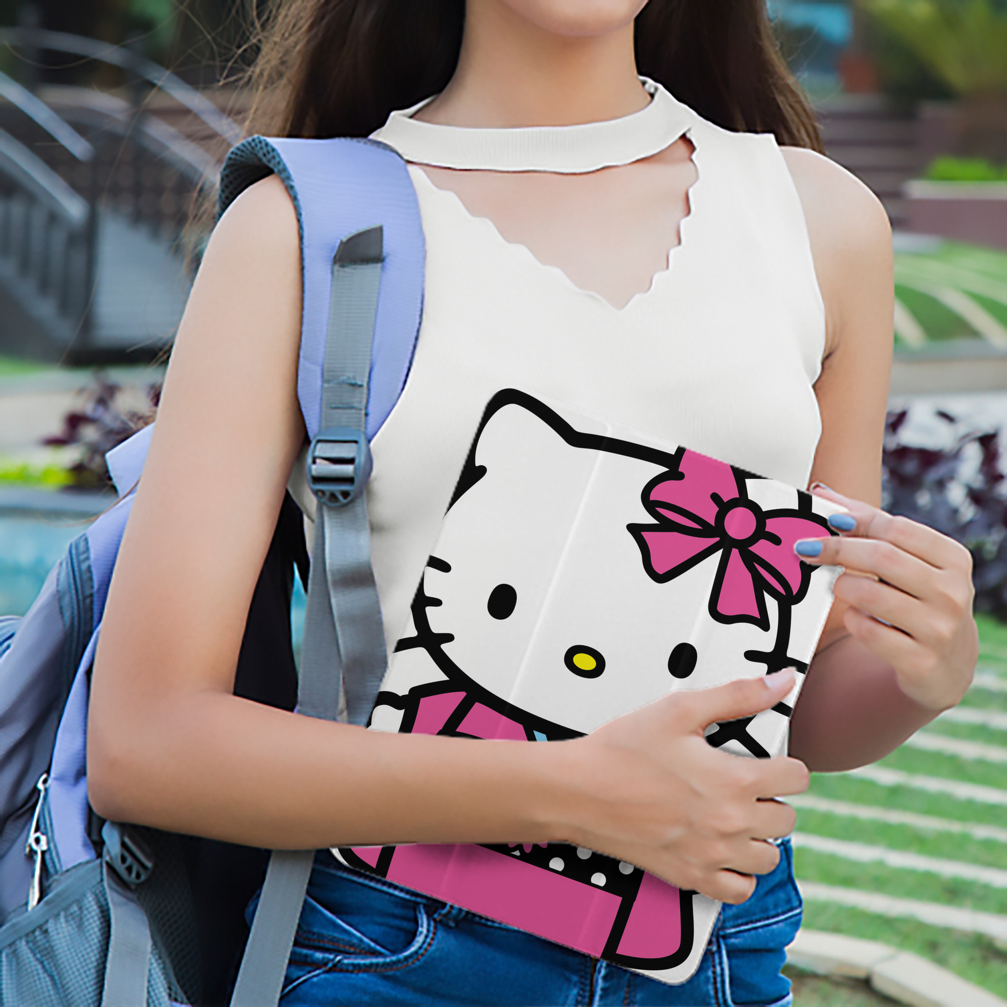 Hello Kitty ハローキティ IPad ケース ペン収納付き 三つ折りスタンド PUレザー×シリコン 対応機種9.5/10.5/10.9インチ