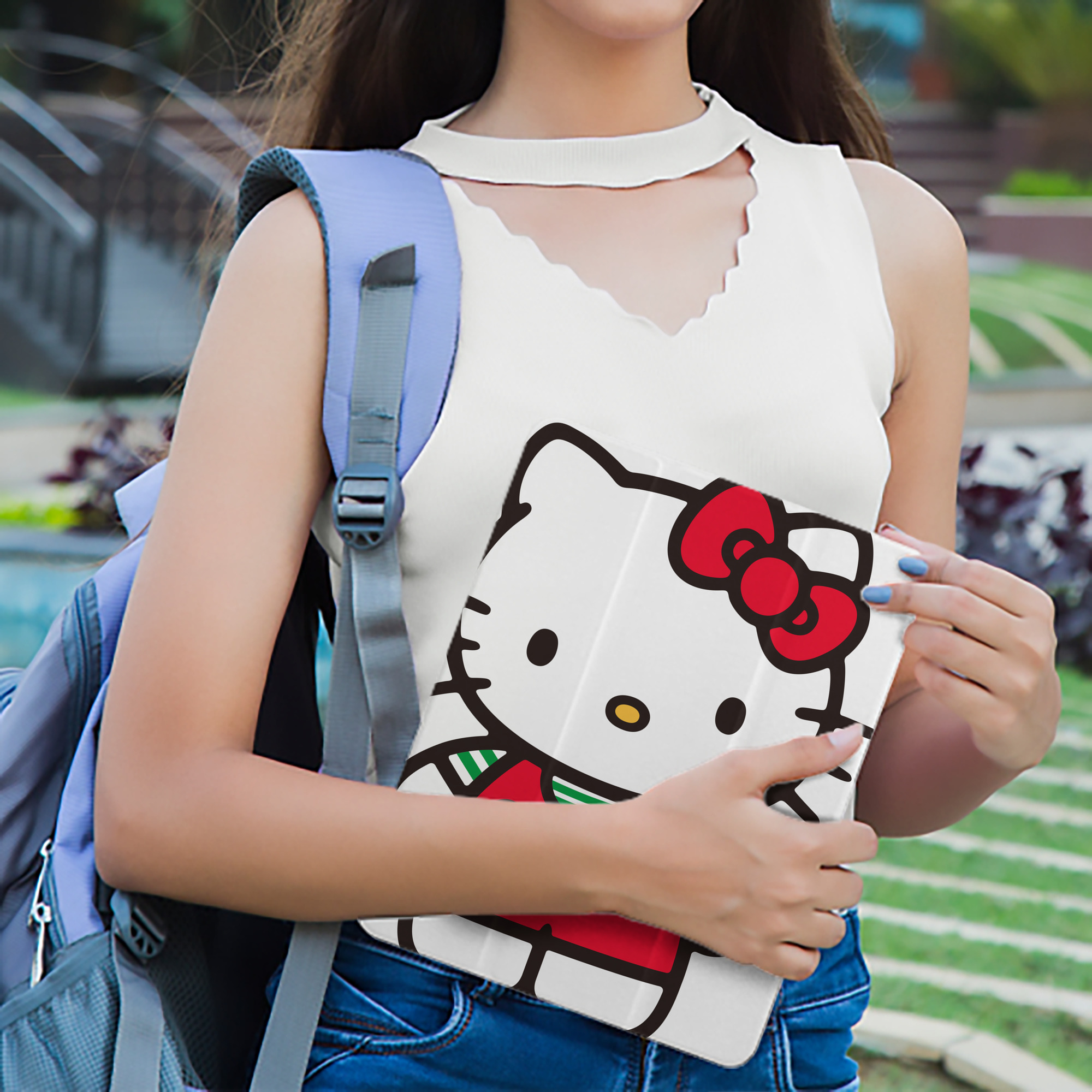 Hello Kitty ハローキティ IPad ケース ペン収納付き 三つ折りスタンド PUレザー×シリコン 対応機種9.5/10.5/10.9インチ
