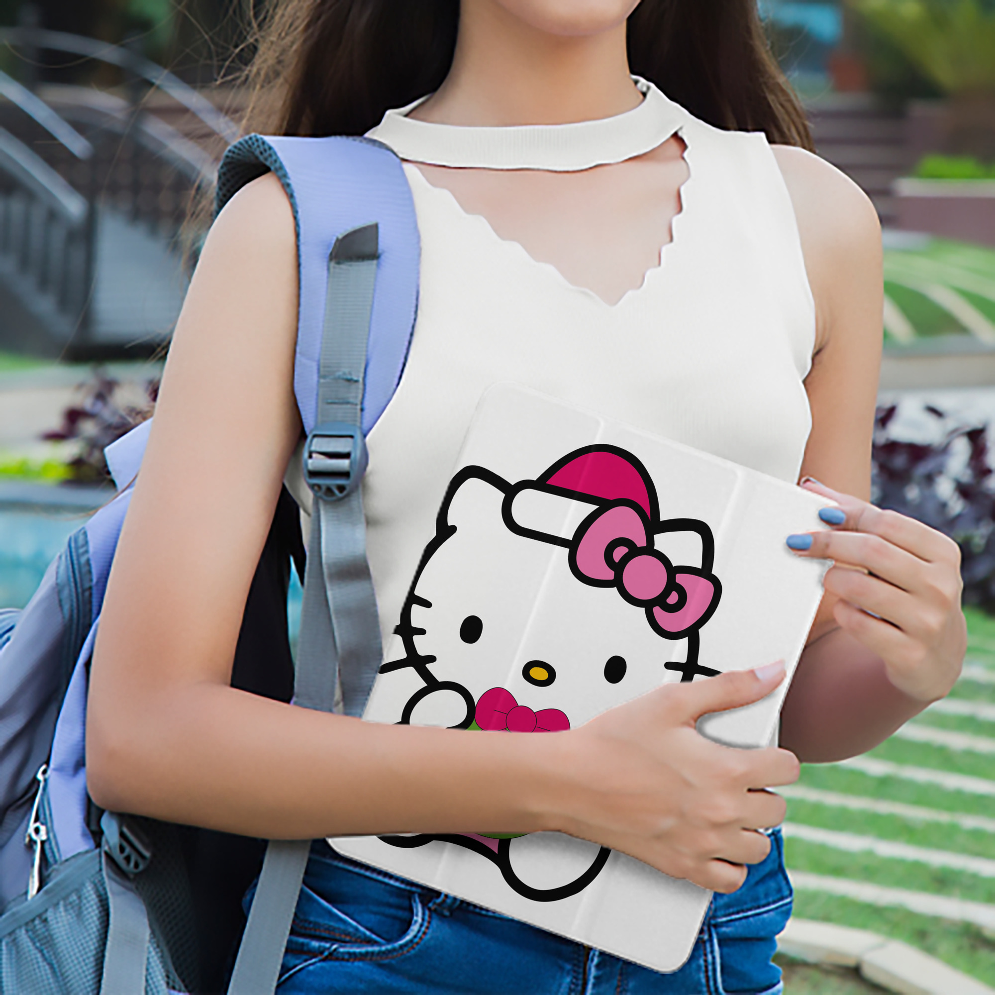 Hello Kitty ハローキティ IPad ケース ペン収納付き 三つ折りスタンド PUレザー×シリコン 対応機種9.5/10.5/10.9インチ