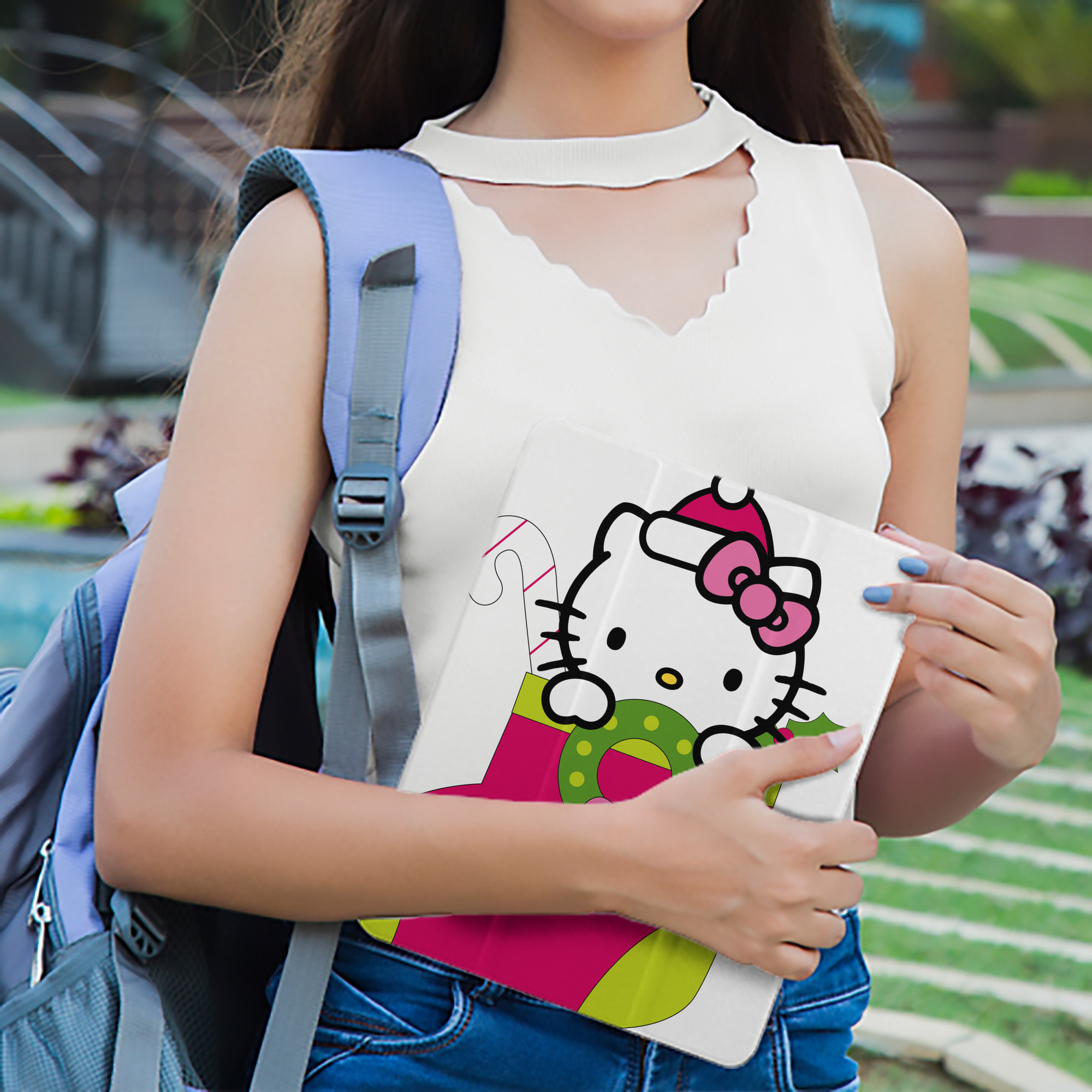 Hello Kitty ハローキティ IPad ケース ペン収納付き 三つ折りスタンド PUレザー×シリコン 対応機種9.5/10.5/10.9インチ